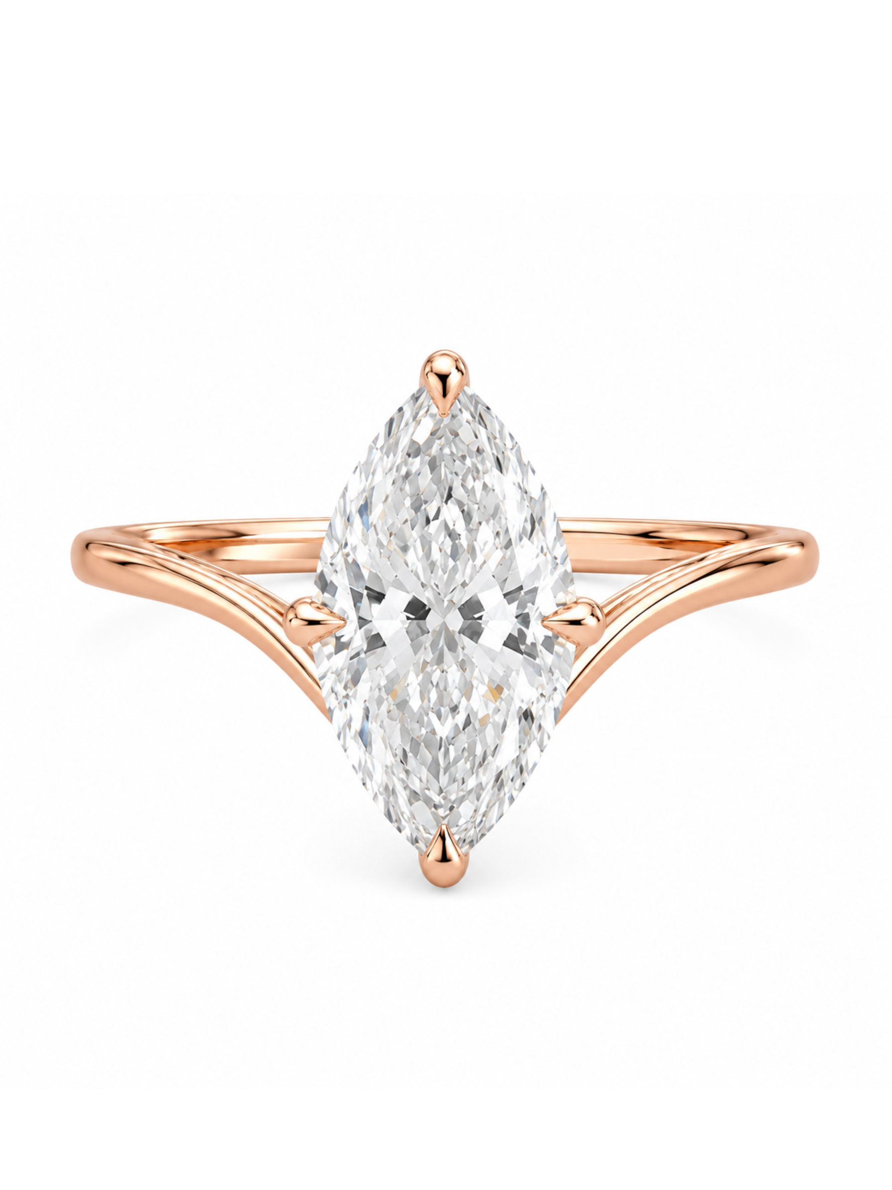 3.06 ct Marquise Cut Lab Grown Diamond Solitaire Ring (E, VS1) in 18K Rose Gold