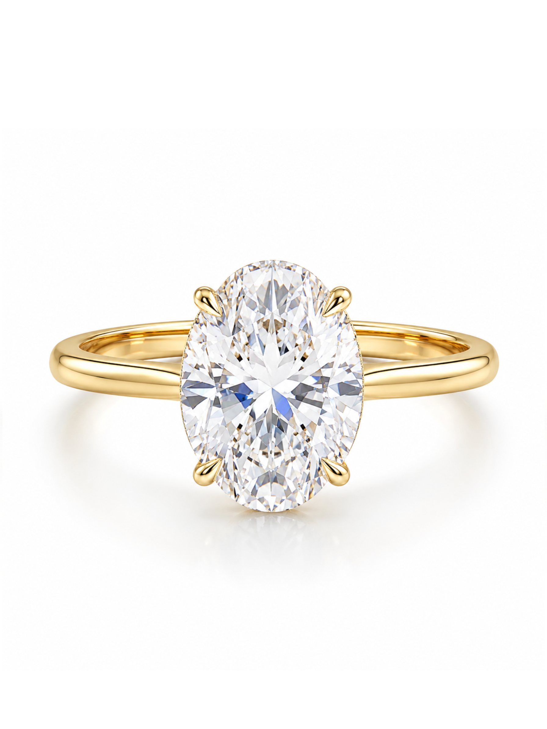 4.17 ct Oval Cut Lab Grown Diamond Hidden Halo Ring