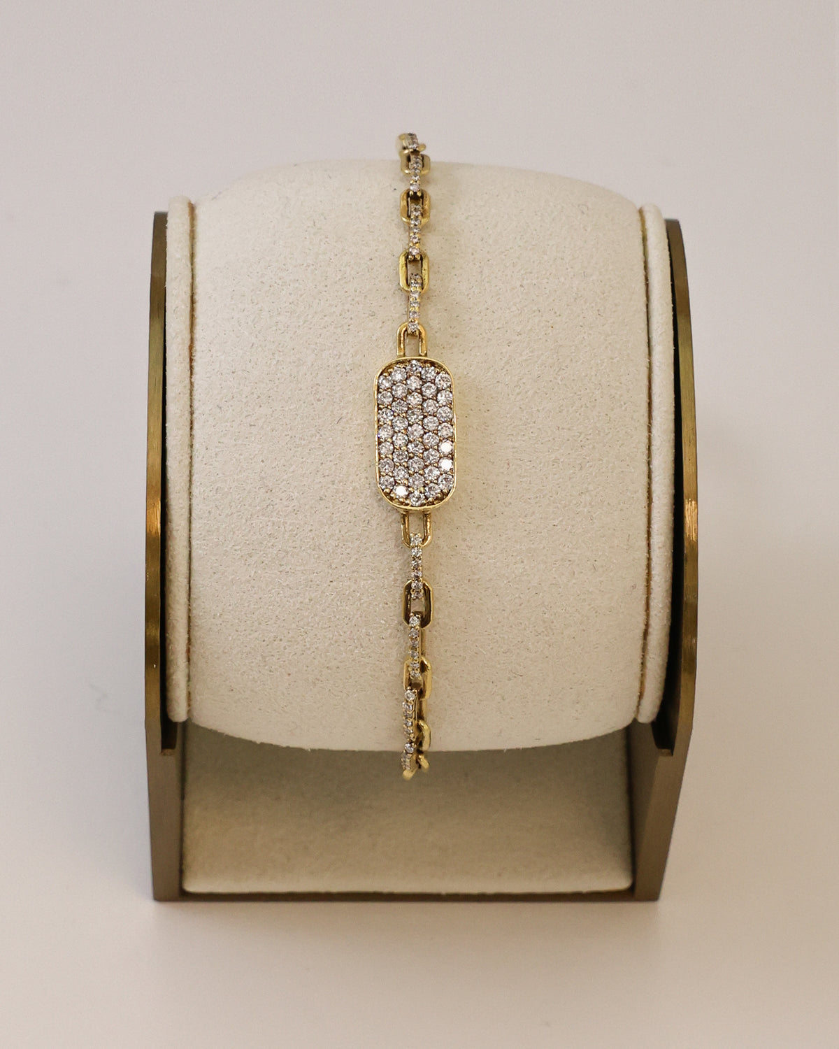 Natural Diamond Pavé Link Bracelet in 18K Yellow Gold, 0.69 ct