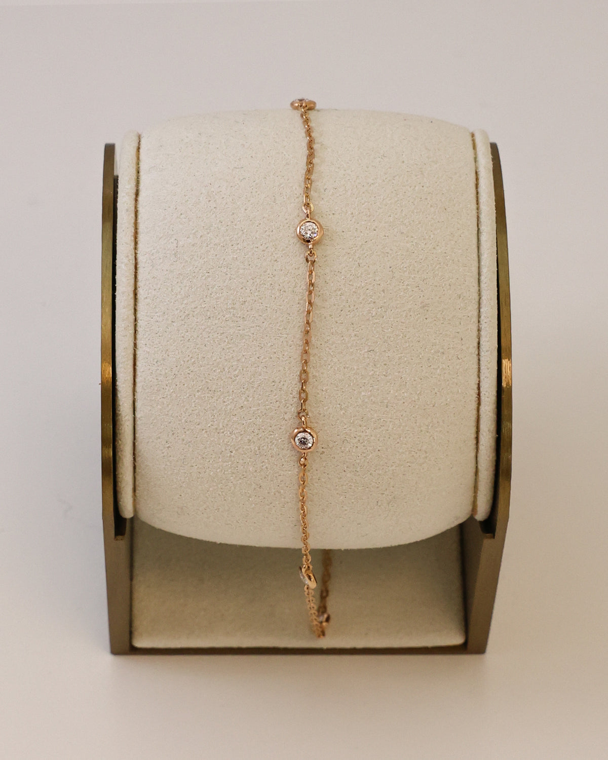 Natural Diamond Station Chain Bracelet in 18K Rose Gold, 0.24 ct