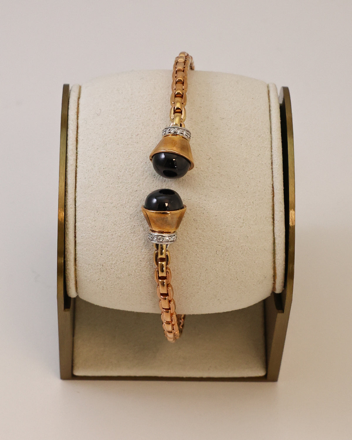 Natural Diamond & Black Onyx Bracelet in 18K Rose Gold
