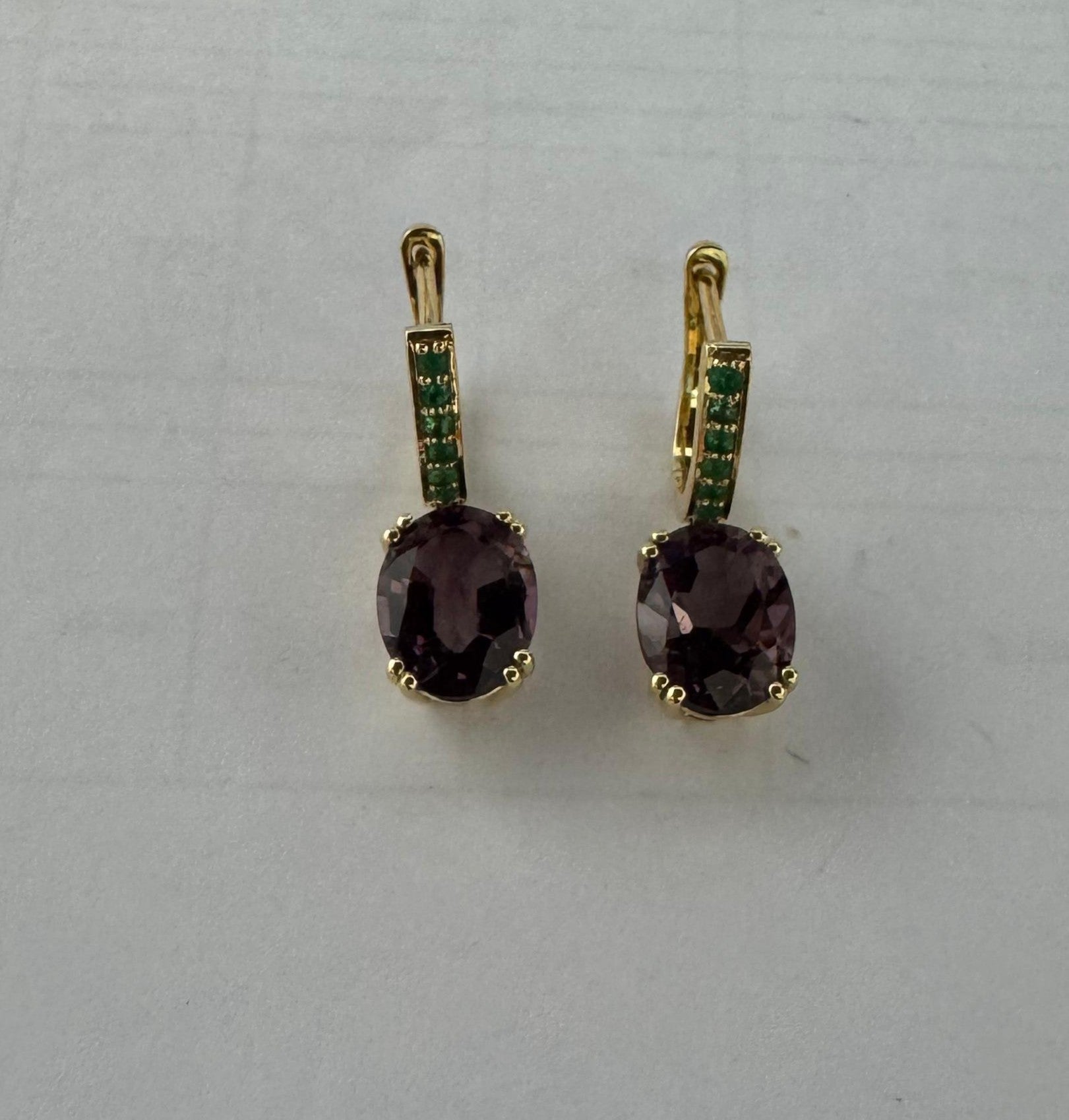 Amethyst & Emerald Earrings