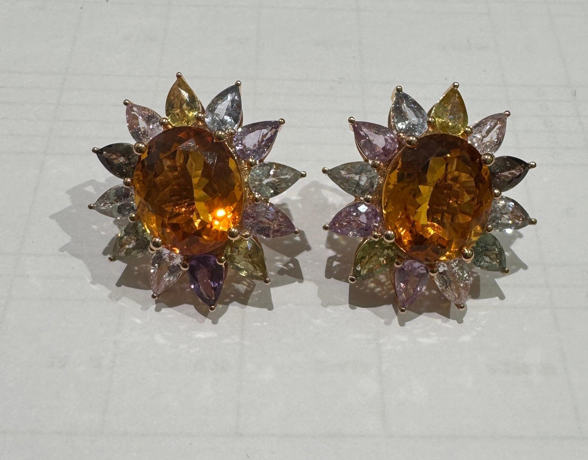 Citrine & Multi Sapphire Earrings
