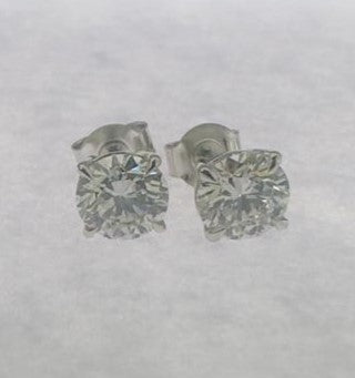 2.01 ct round cut lab grown diamond 14k white gold earring