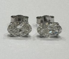 2.14 ct oval cut lab grown diamond 18k white gold earring