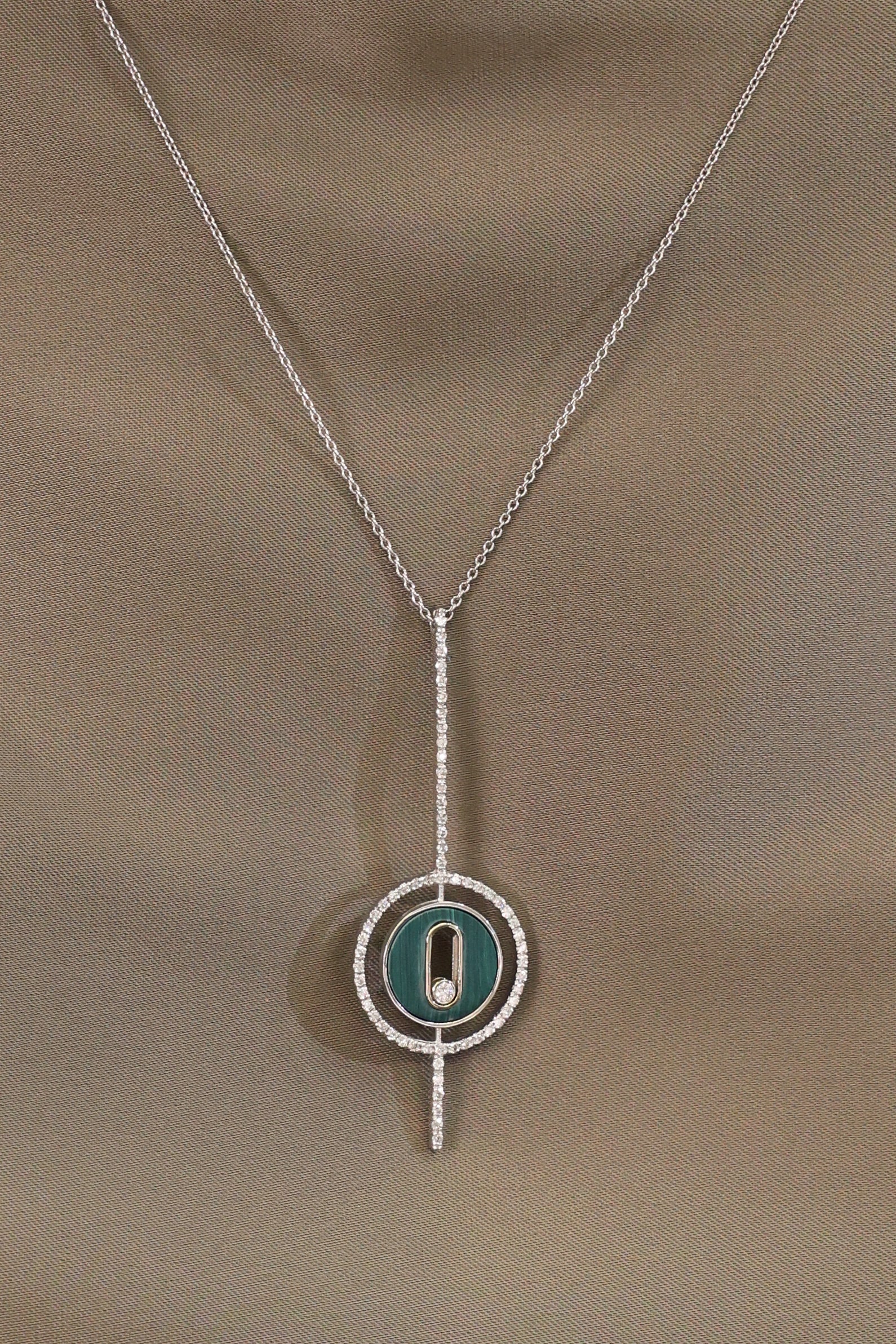 GREEN ENAMEL MEDALLION NECKLACE