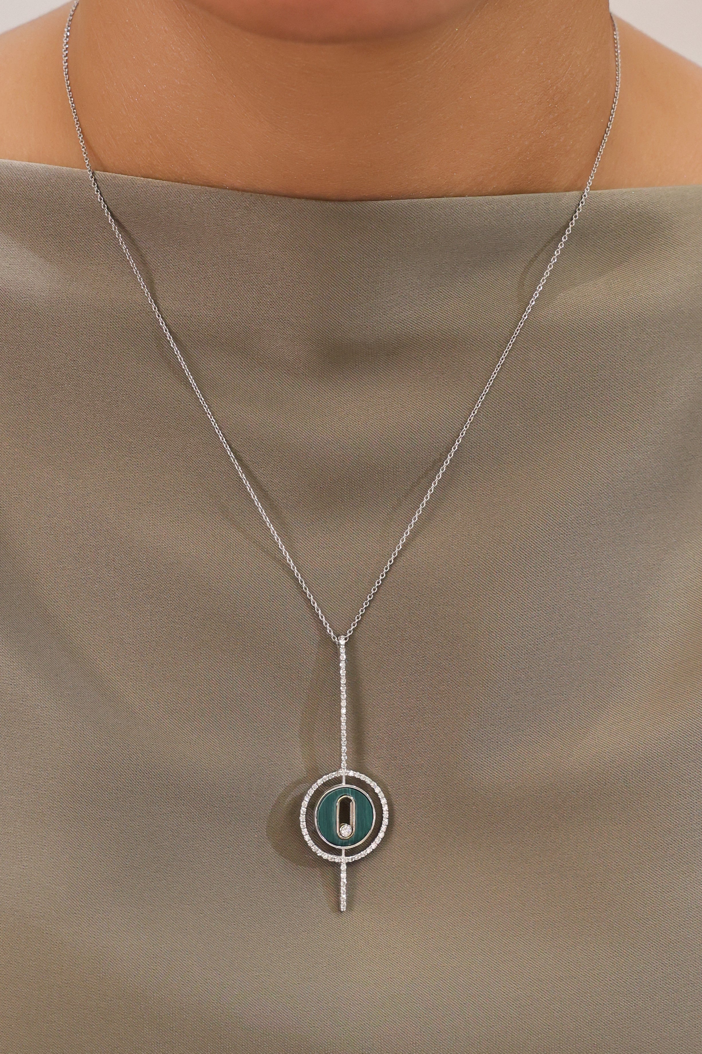 GREEN ENAMEL MEDALLION NECKLACE