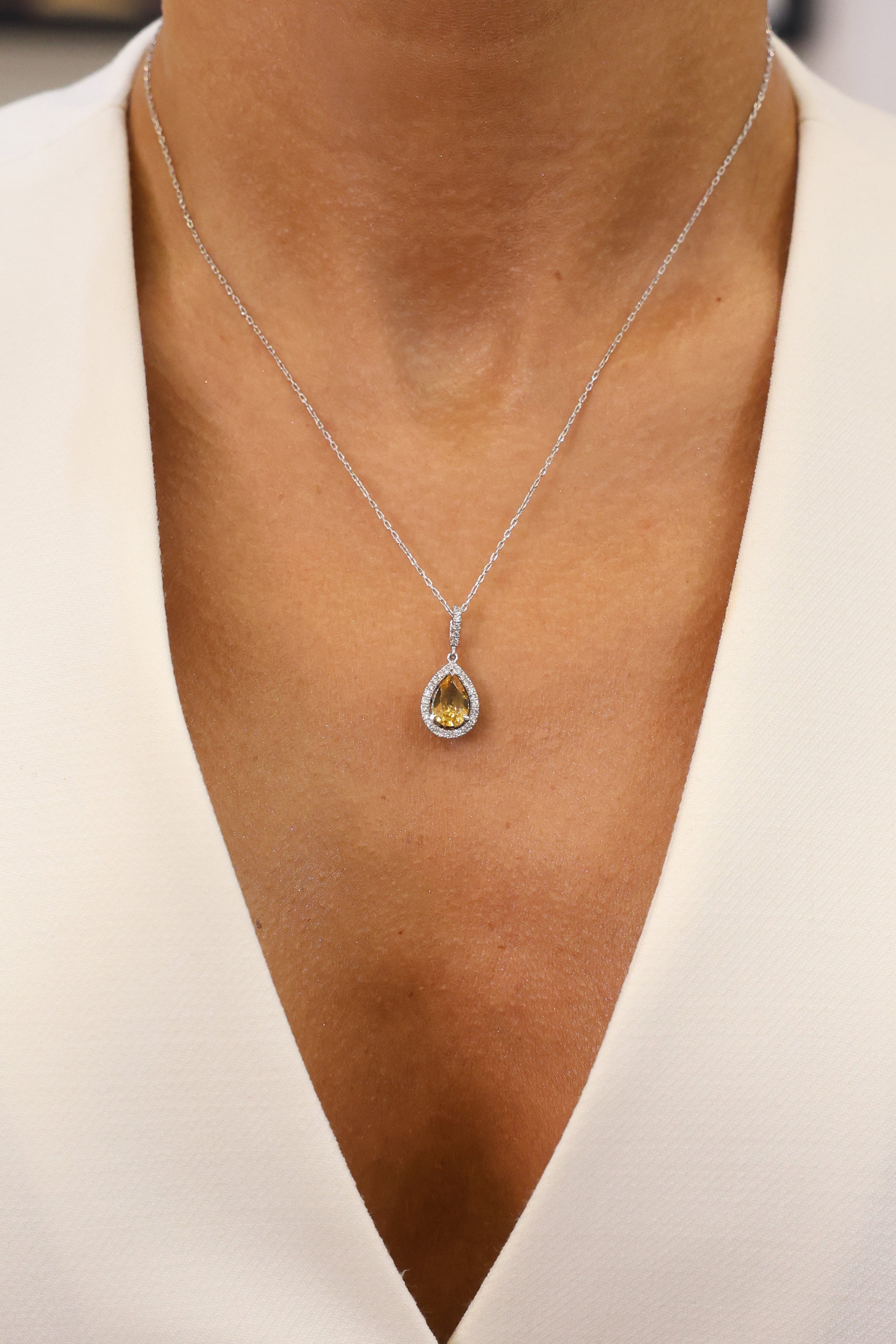 YELLOW SAPPHIRE DROP NECKLACE