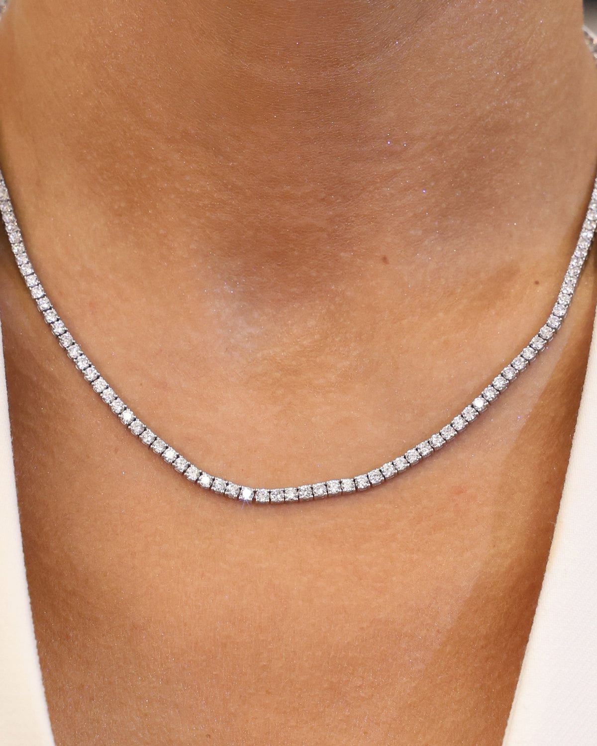 Tennis Necklace Natural Diamond – 5.80 ct in 18K White Gold – view 2
