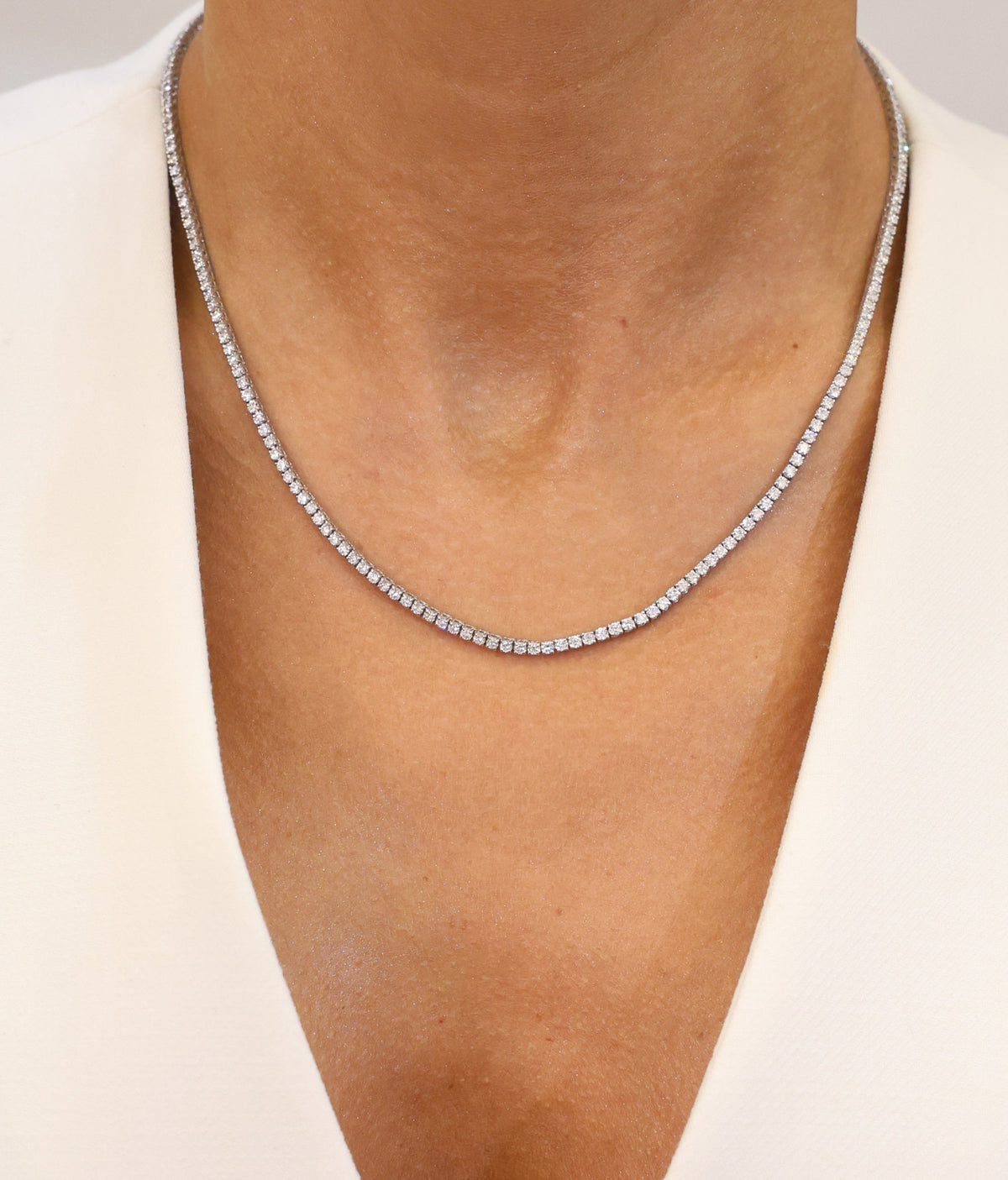 Tennis Necklace Natural Diamond – 5.40 ct in 18K White Gold