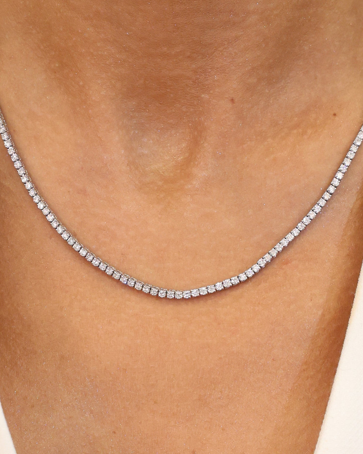Tennis Necklace Natural Diamond – 5.40 ct in 18K White Gold – view 2