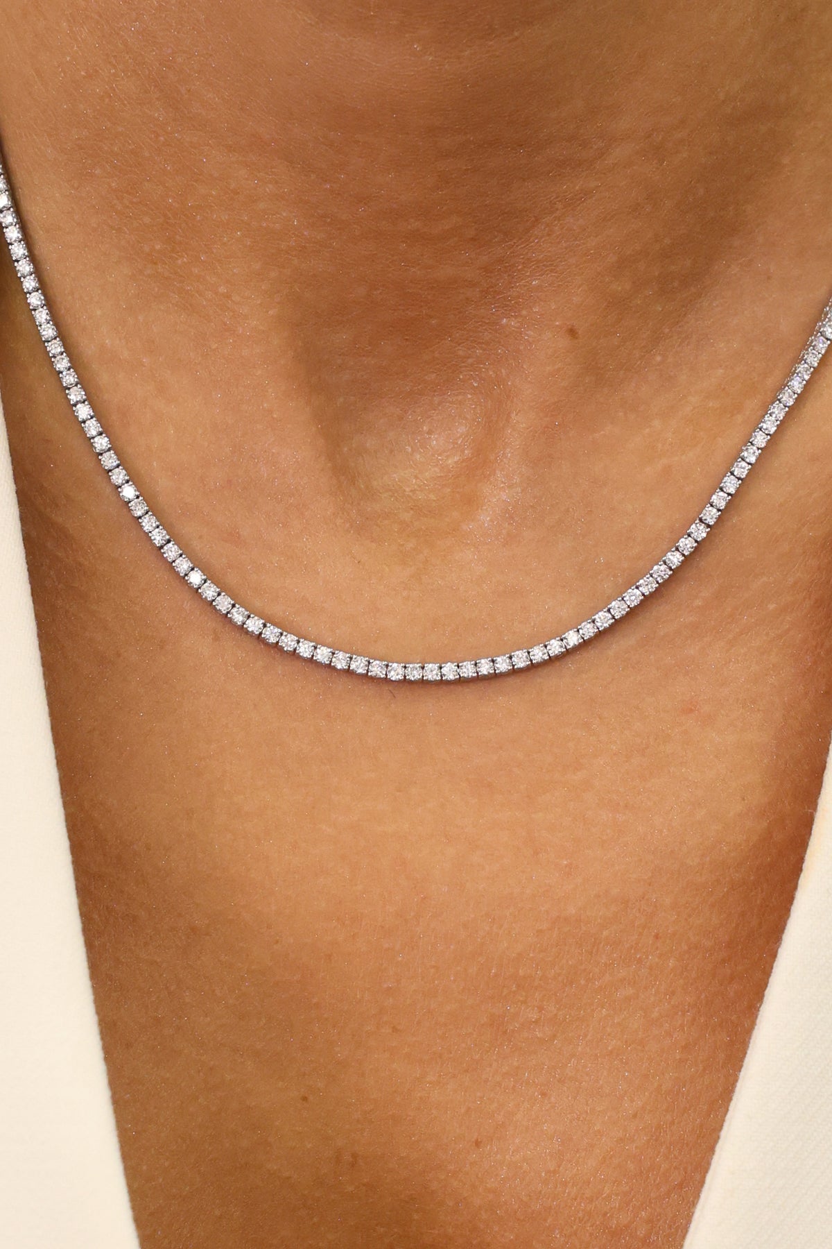 Tennis Necklace Lab-Grown Diamond – 5.75 ct in 18K White Gold – view 2