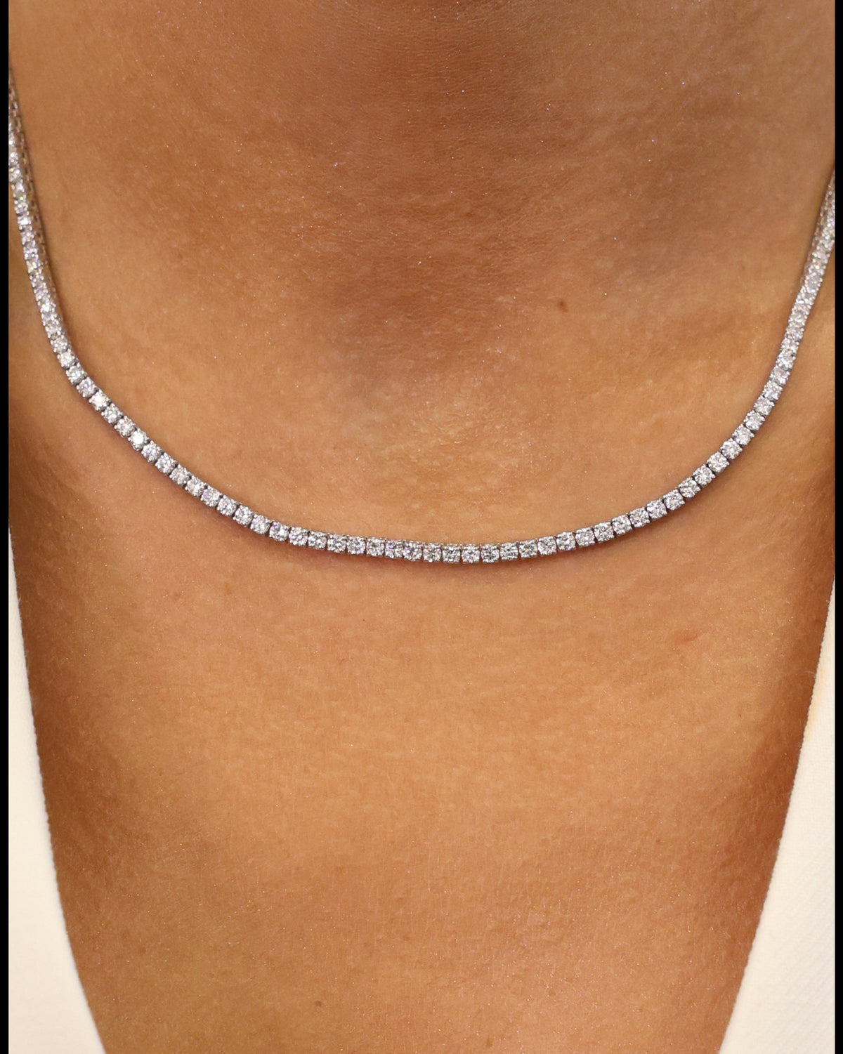 Tennis Necklace Lab-Grown Diamond – 9.15 ct in 18K White Gold