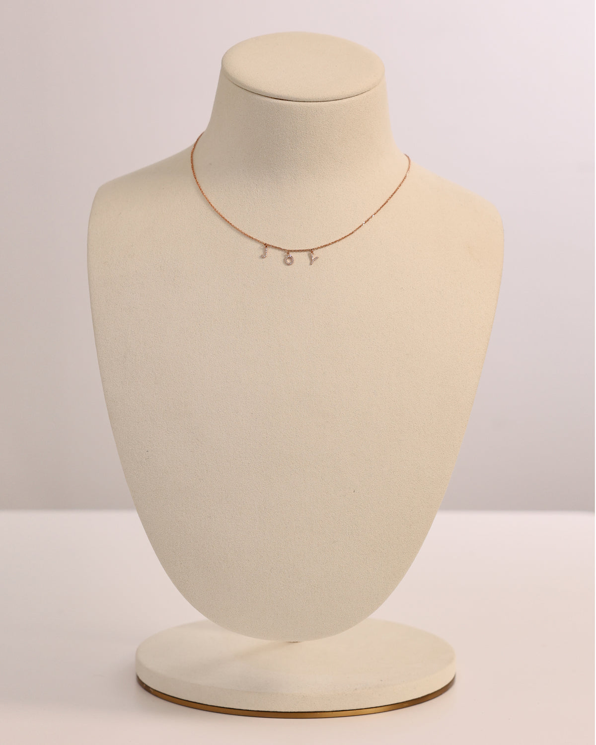 "Joy" Letters Necklace in 18K Rose Gold – view 2
