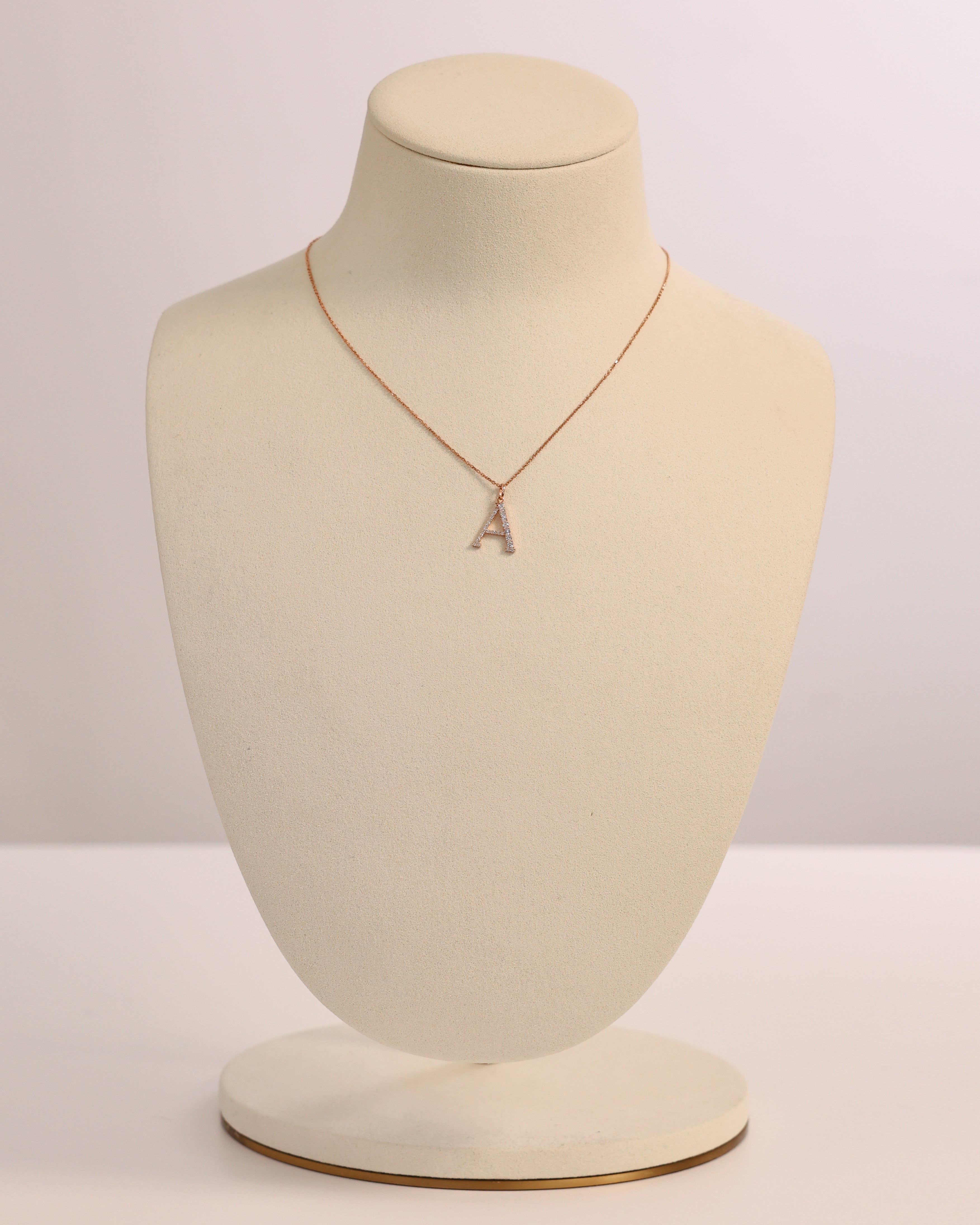 INITIAL “A” NECKLACE NATURAL DIAMOND