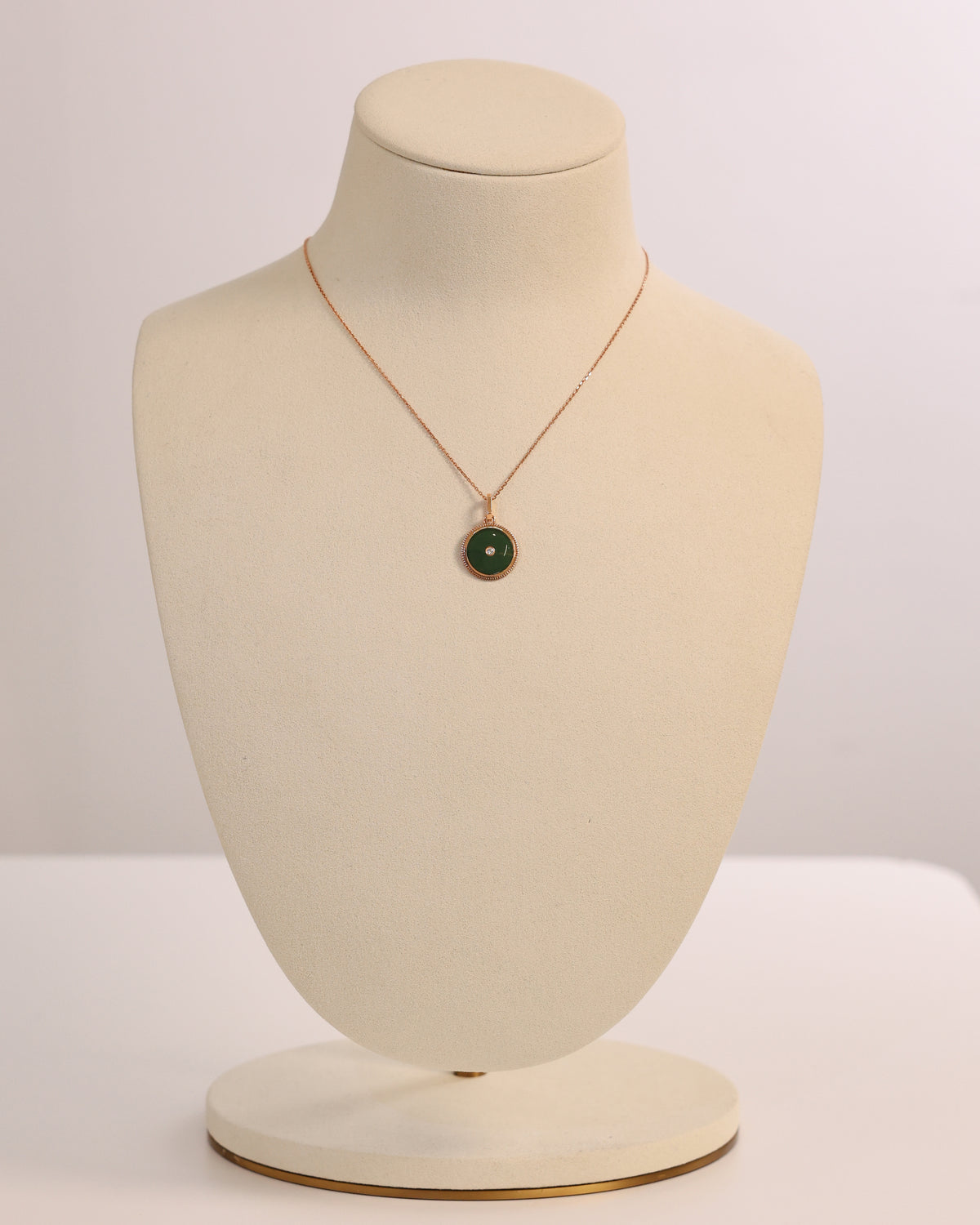 Green Enamel Diamond Necklace in 18K Rose Gold – view 2