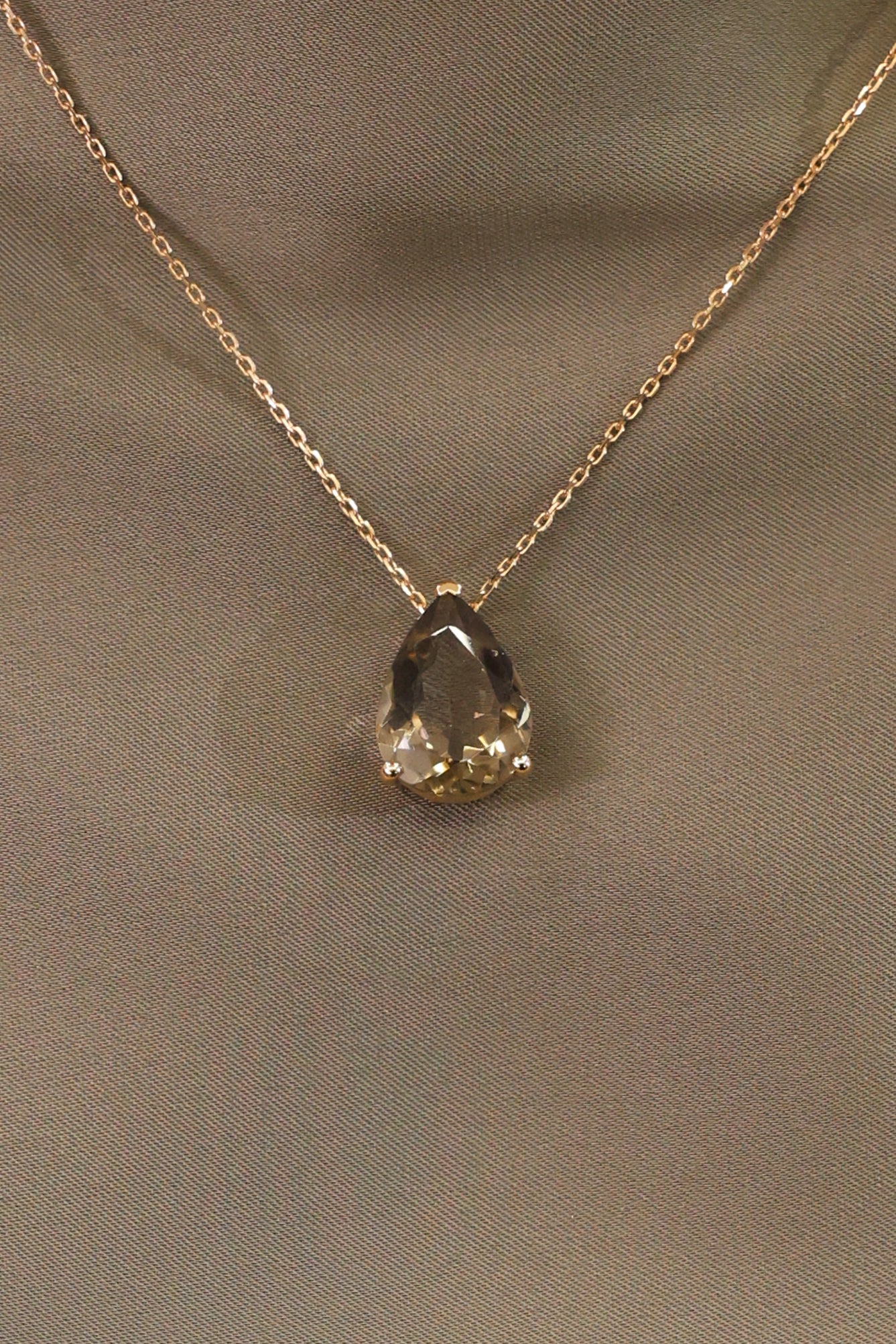 PEAR SMOKY TOPAZ NECKLACE