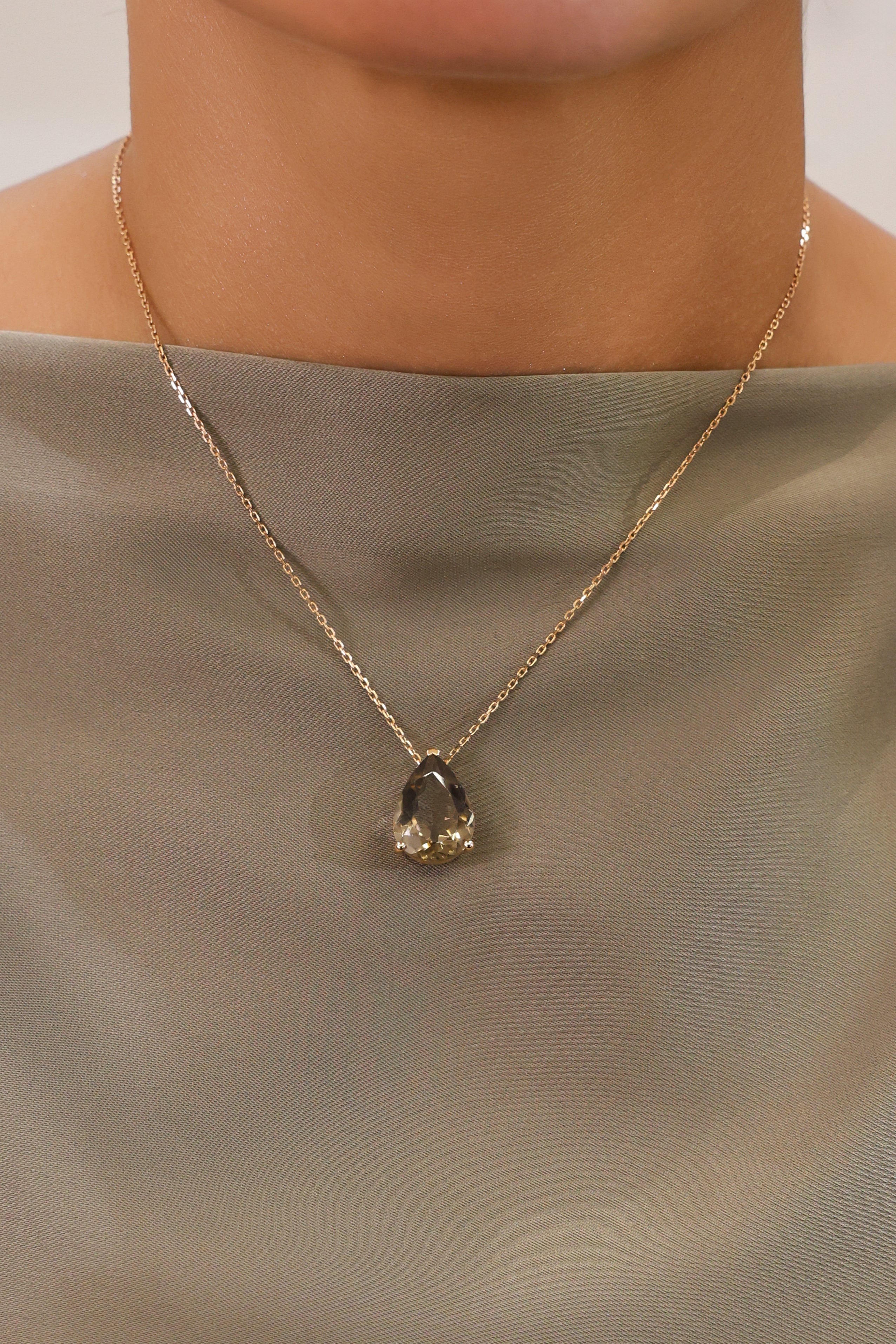 PEAR SMOKY TOPAZ NECKLACE