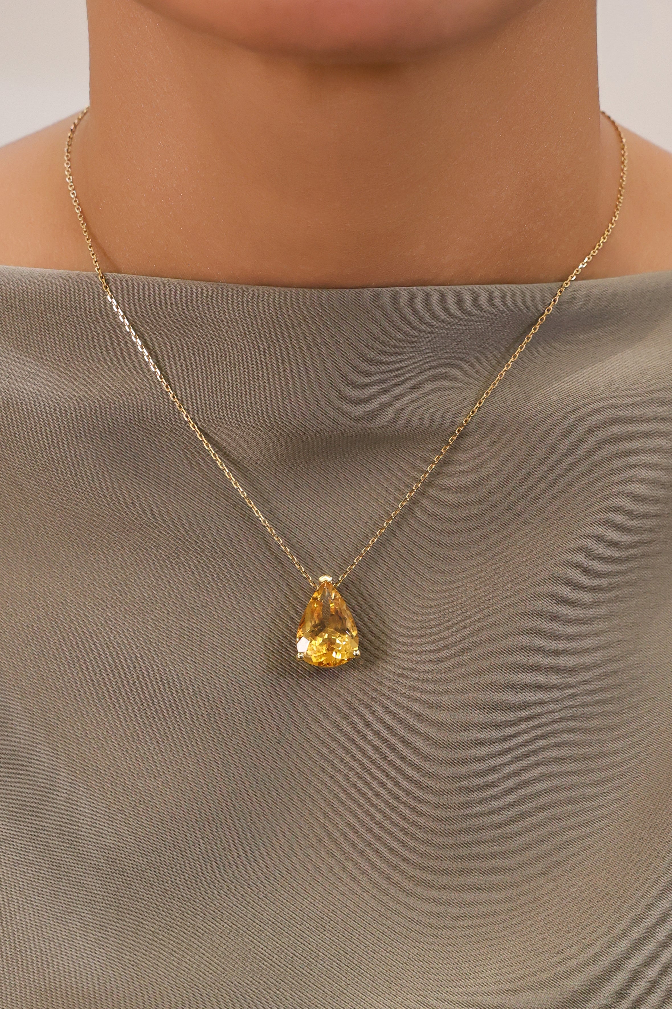CITRINE PEAR NECKLACE