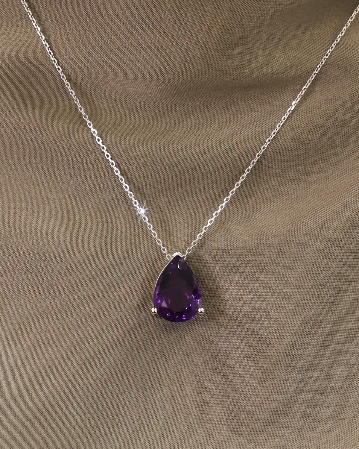 Amethyst Pear Necklace in 18K White Gold – view 2