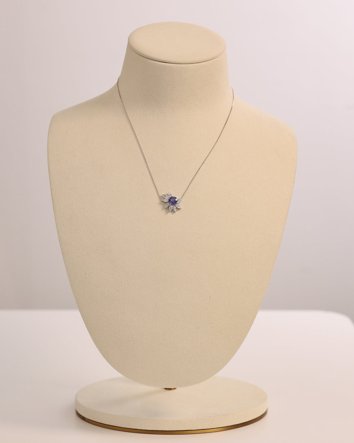 Tanzanite Necklace Lab-Grown Diamond in 18K White Gold – view 2