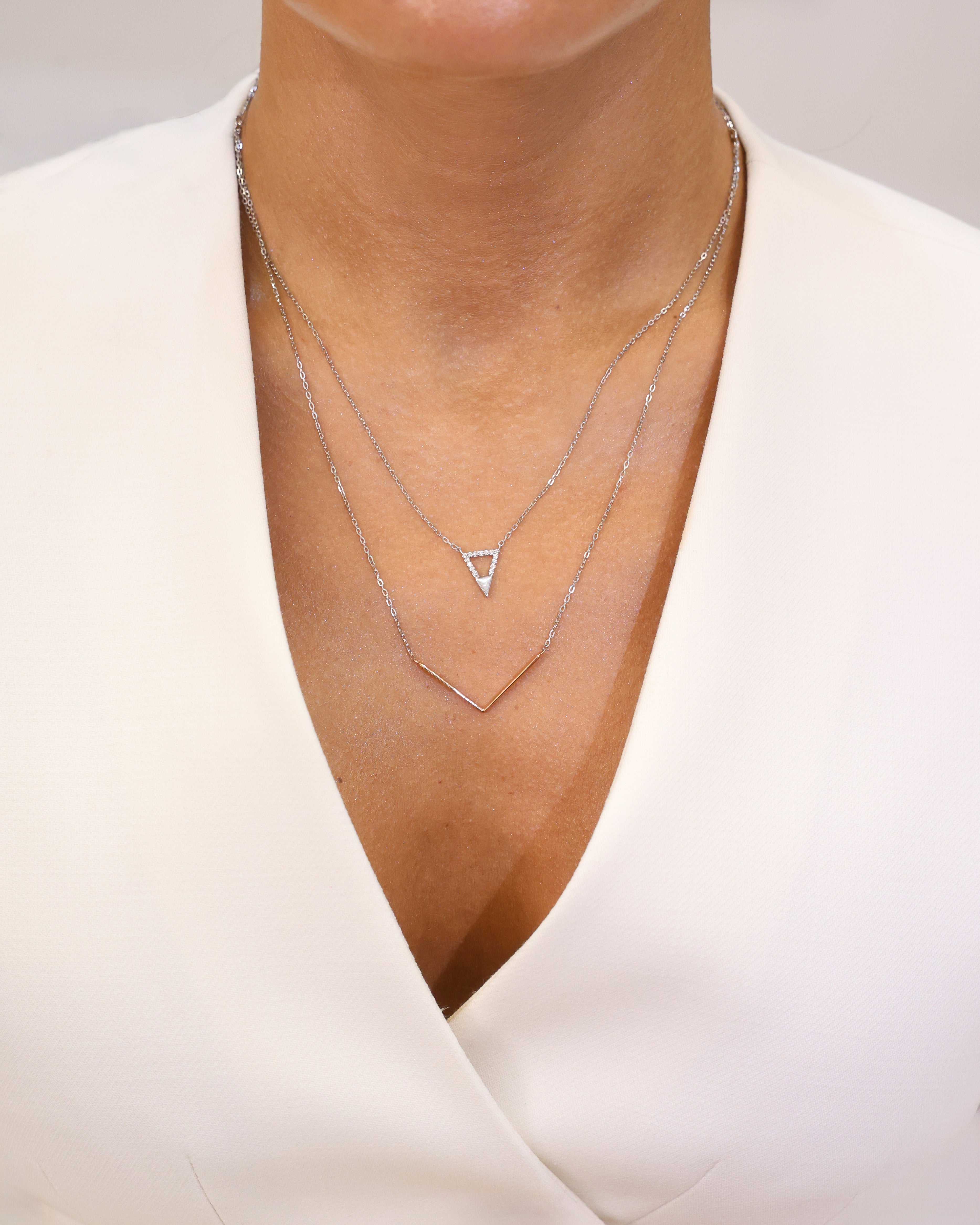 DOUBLE CHAIN NECKLACE NATURAL DIAMOND