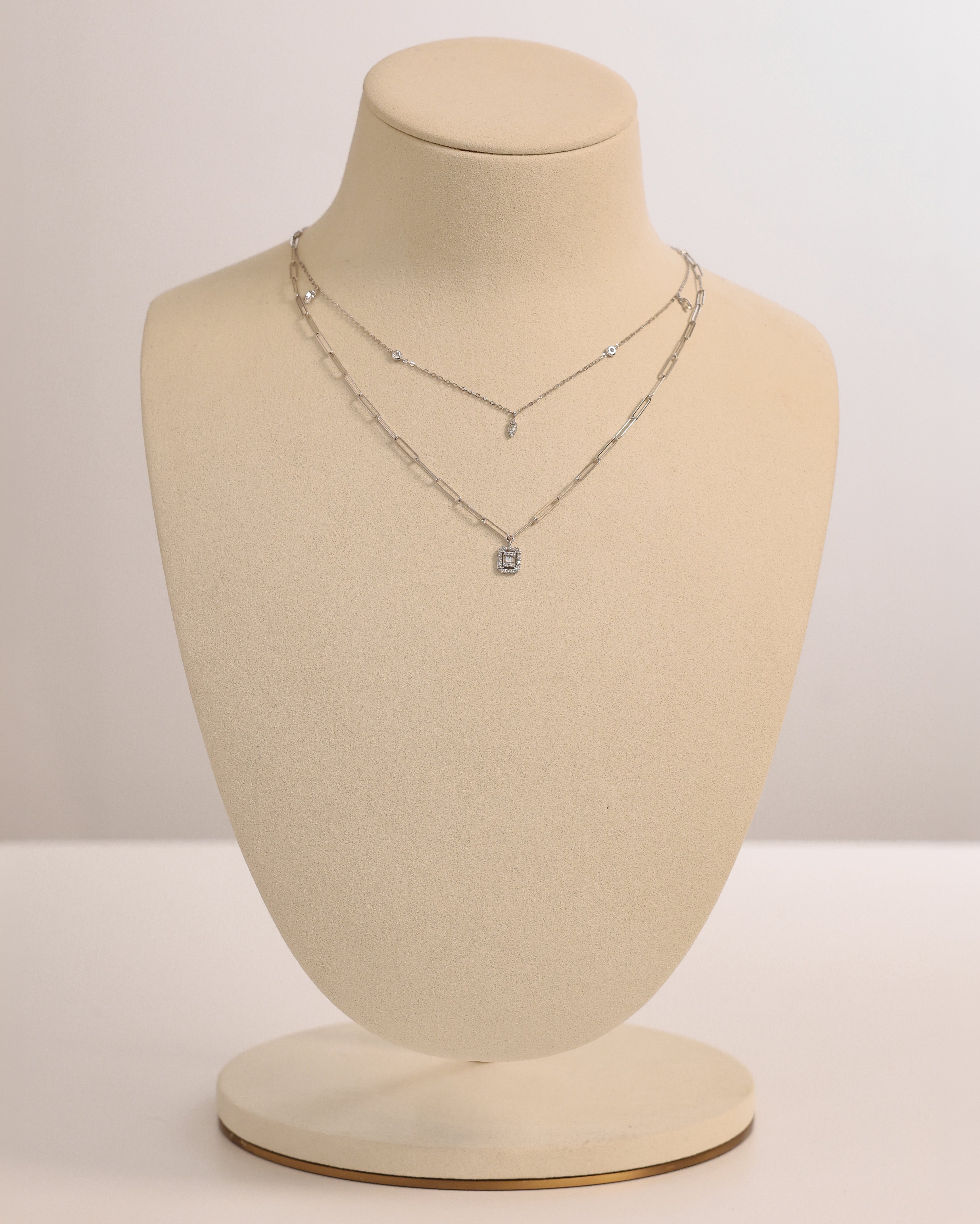 DOUBLE CHAIN NATURAL DIAMOND NECKLACE