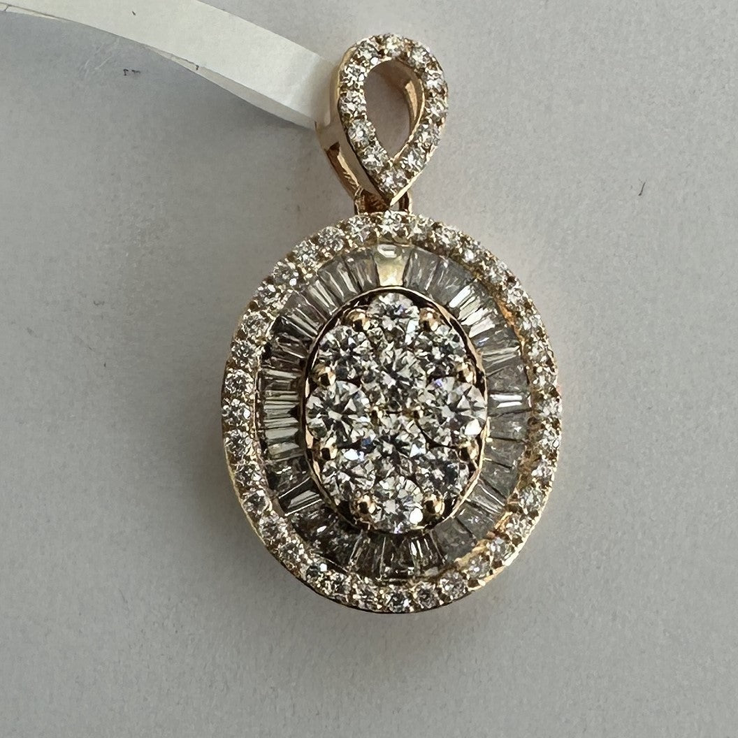 1.16 ct oval cut diamond 18k rose gold pendant