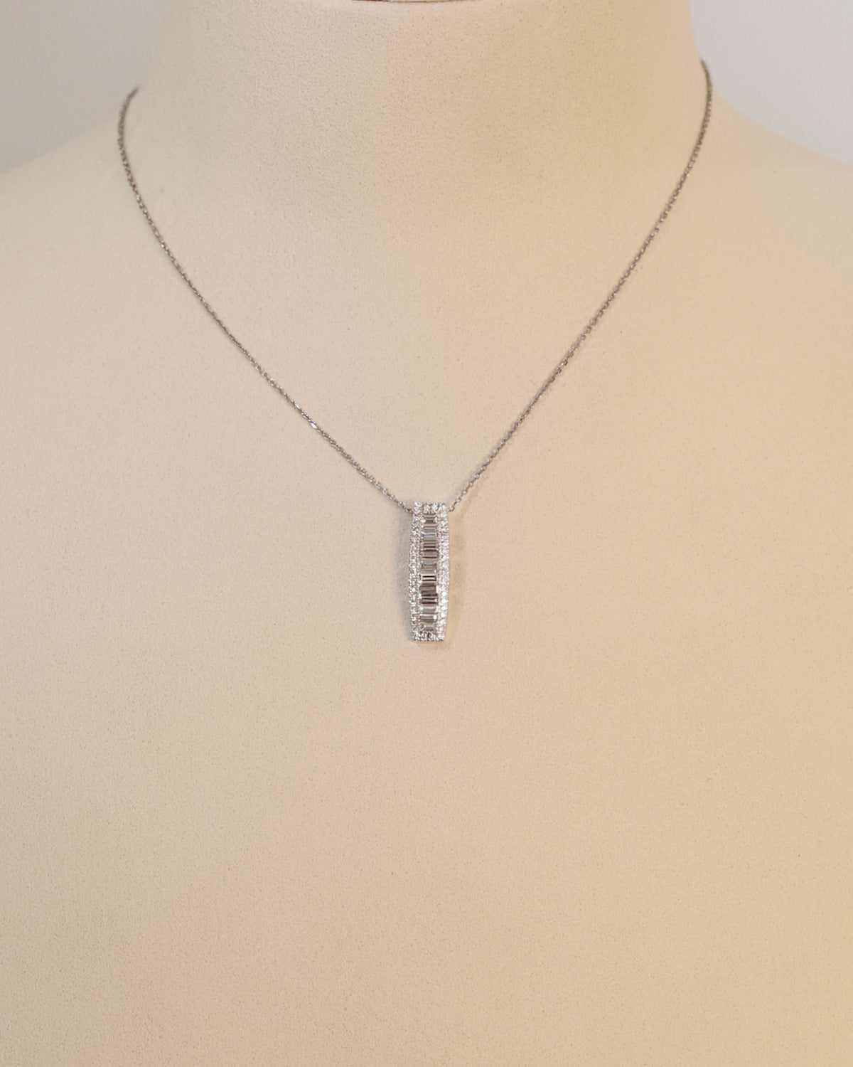 Baguette Natural Diamond Pendant in 18K White Gold, 1.12 ct