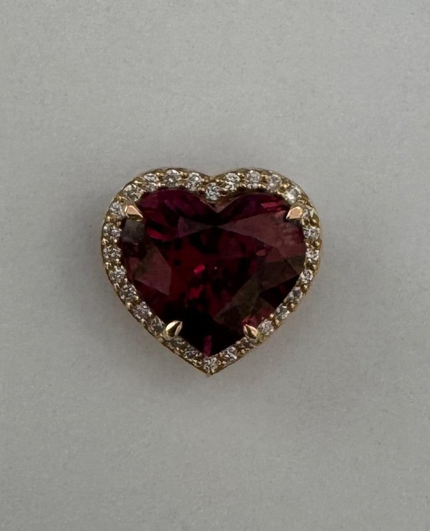 0.11 ct Diamond and 3.52 ct Rhodolite Garnet Pendant in 18K Rose Gold