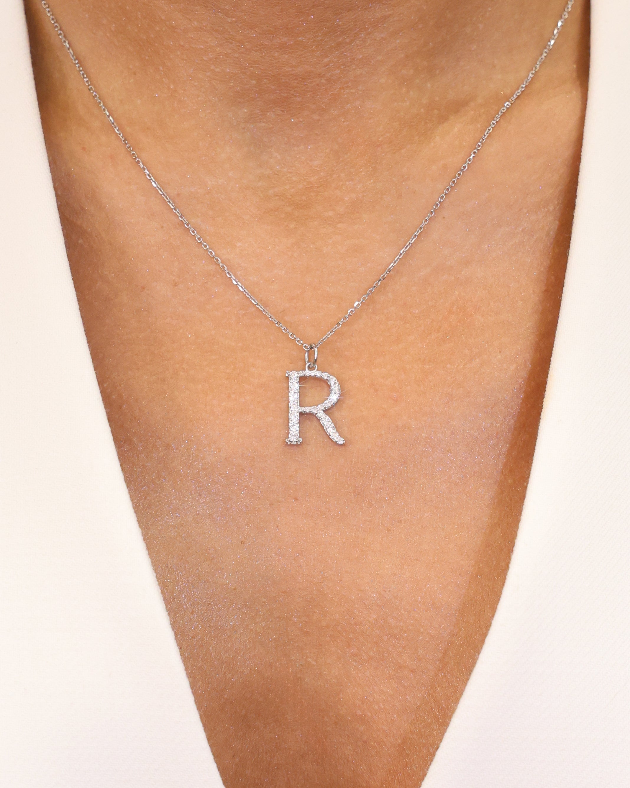 NATURAL DIAMOND INITIAL PENDANT