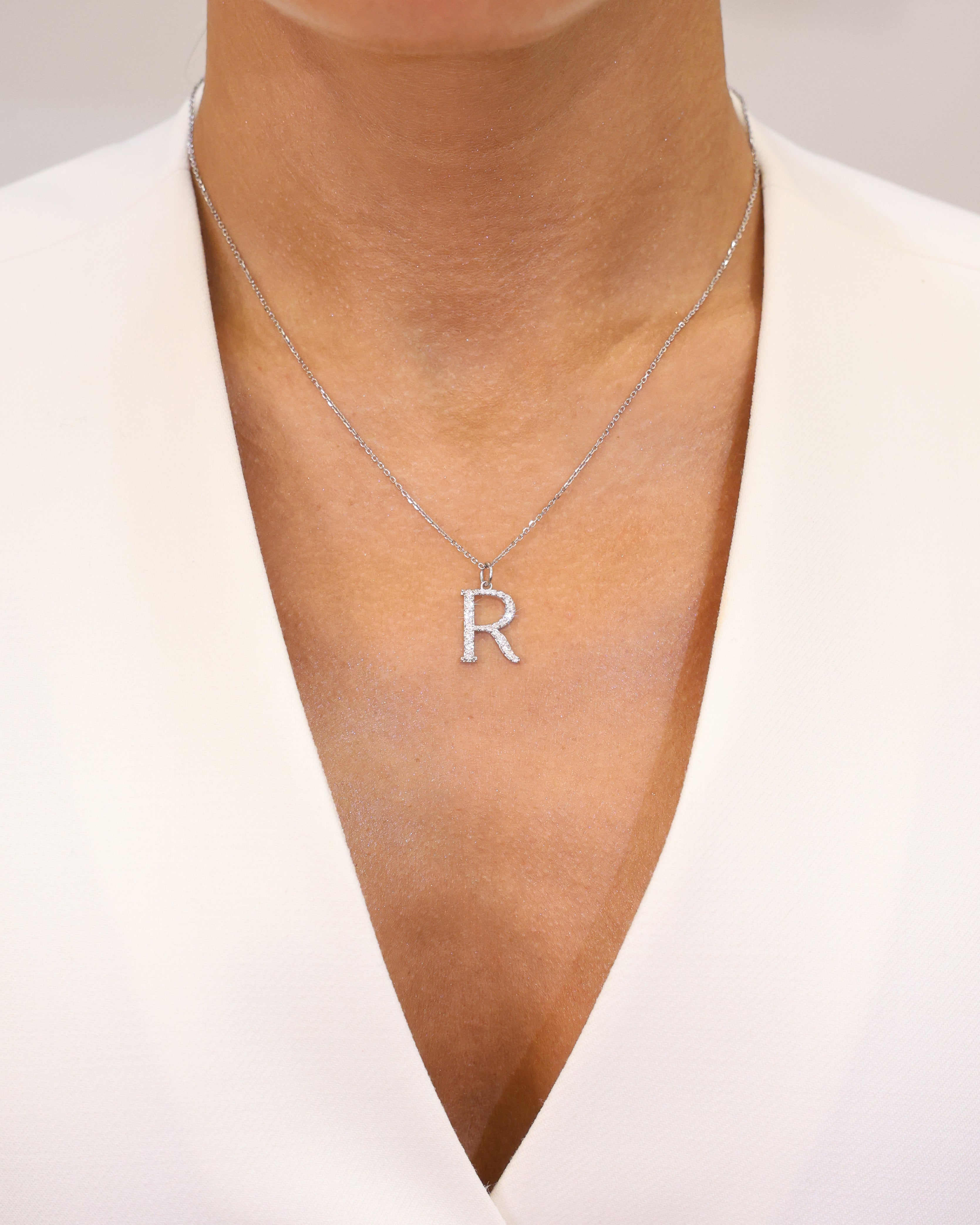 NATURAL DIAMOND INITIAL PENDANT