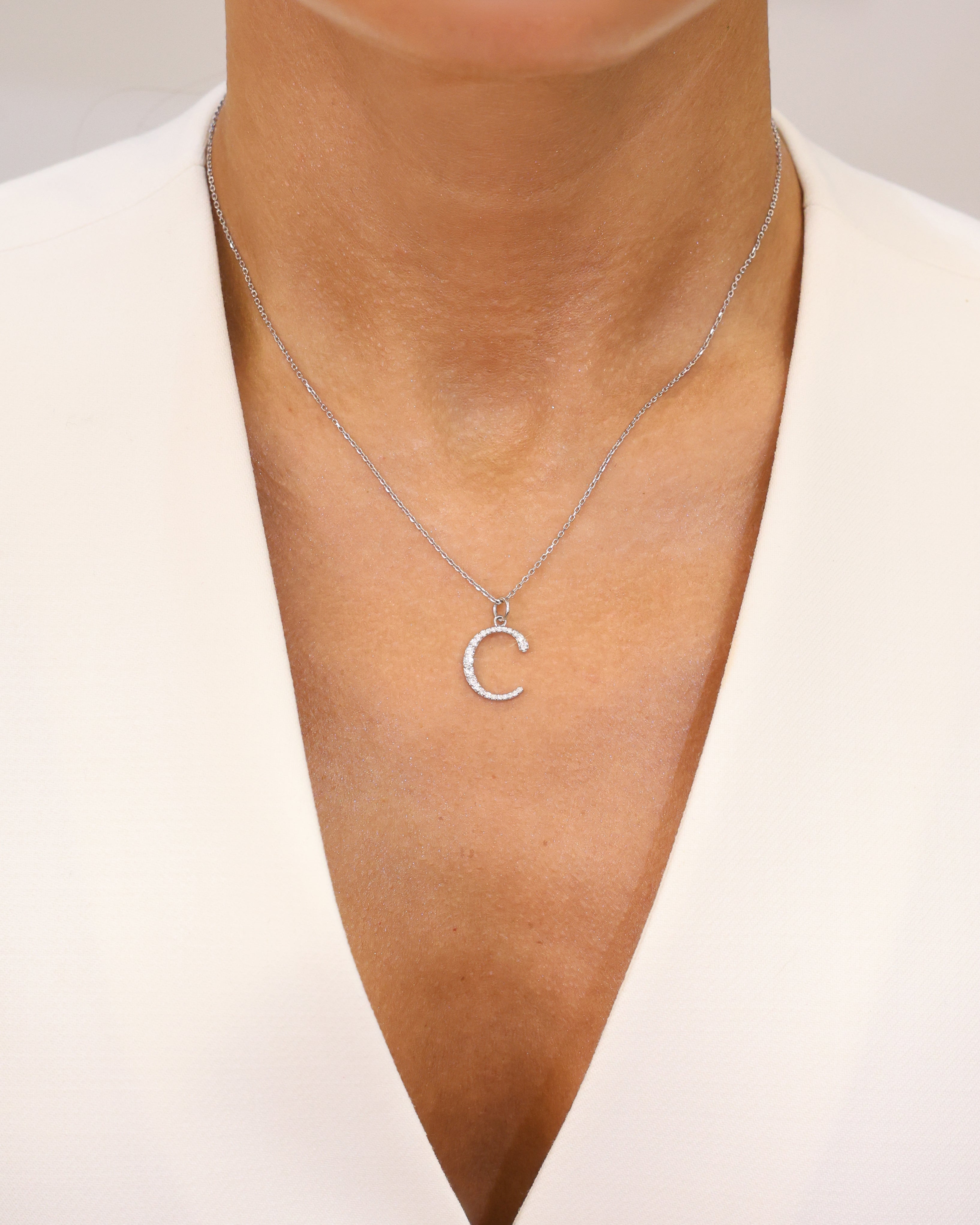LETTER “C” NATURAL DIAMOND PENDANT