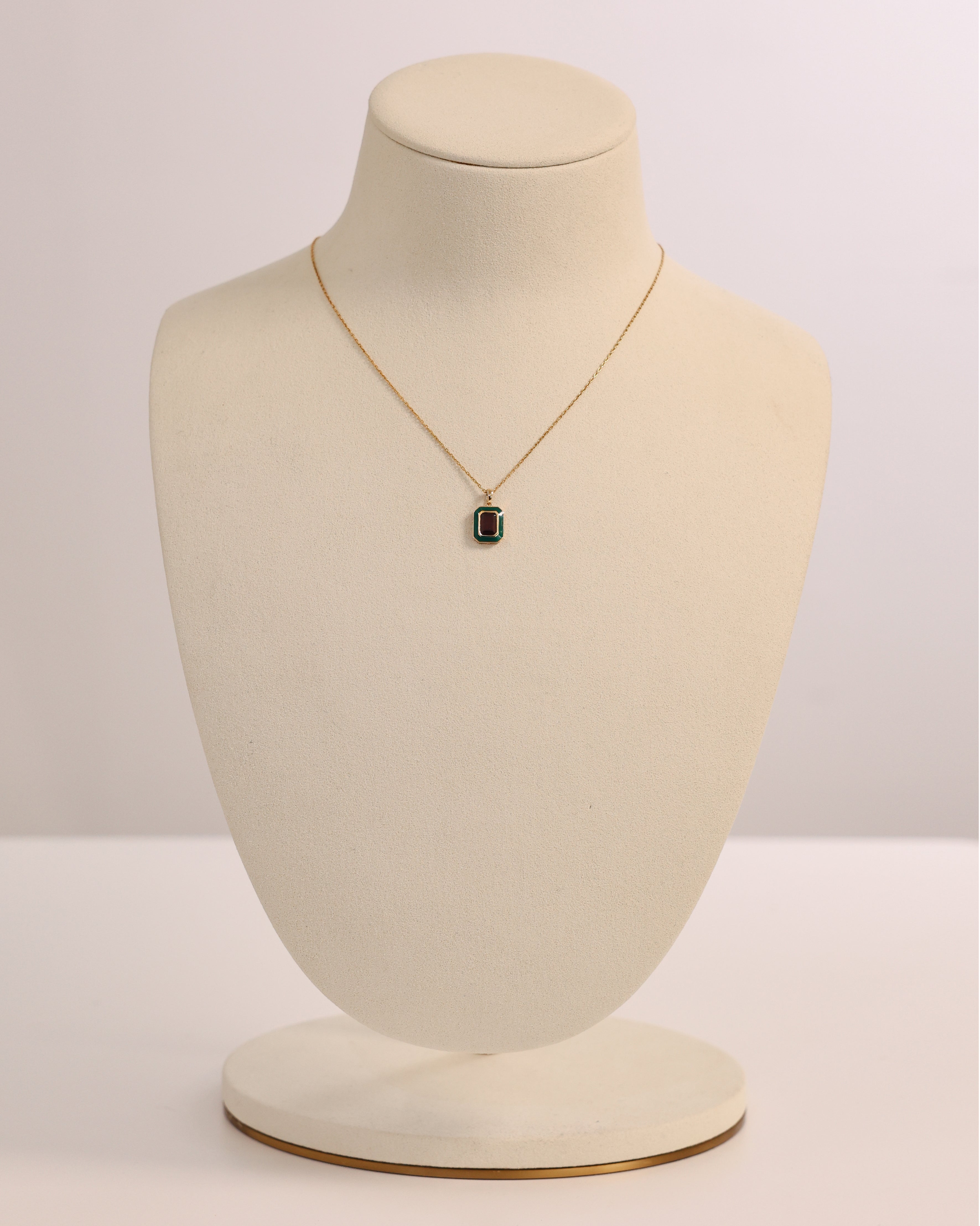 NATURAL GARNET & ENAMEL PENDANT