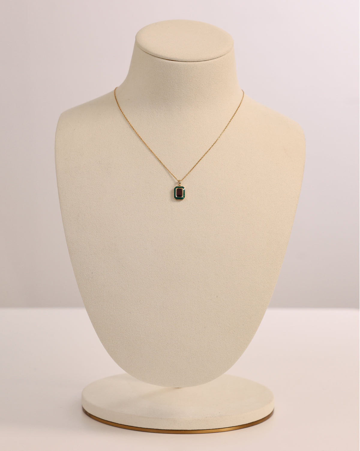 Natural Garnet & Enamel Pendant in 18K Yellow Gold – view 2