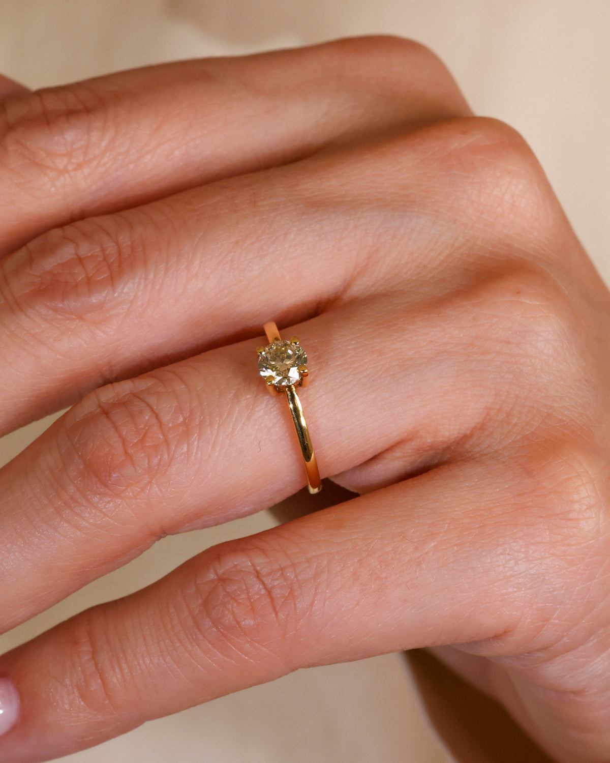 Solitaire Diamond Ring in 18K Yellow Gold – view 2