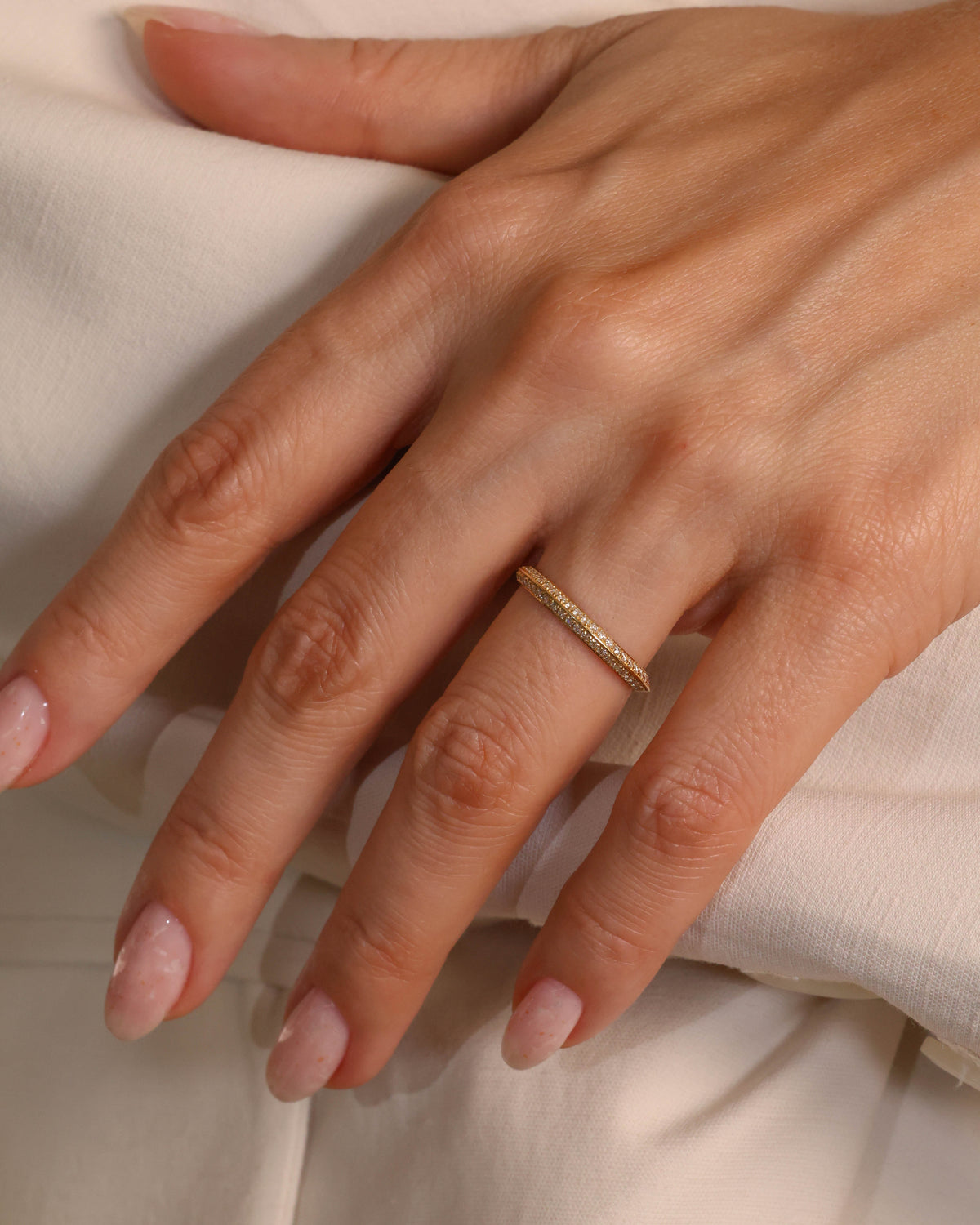 Pavé Half-Eternity Ring in 18K Yellow Gold, 0.27 ct
