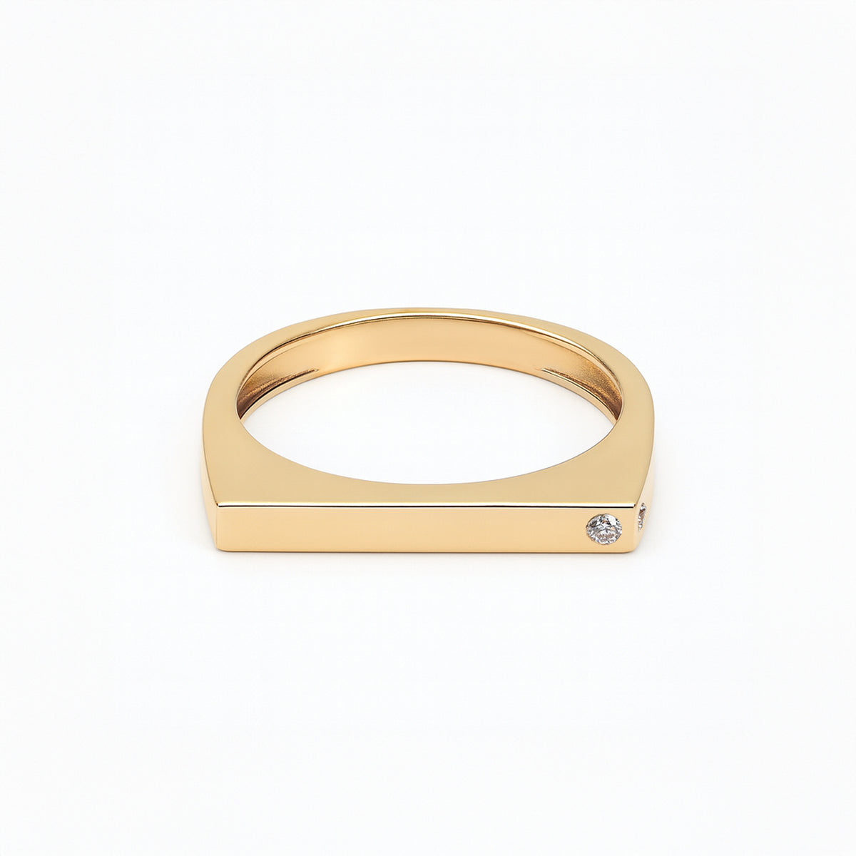 Geometric Flat-Top Chevron Diamond Ring – front view – DRN00214