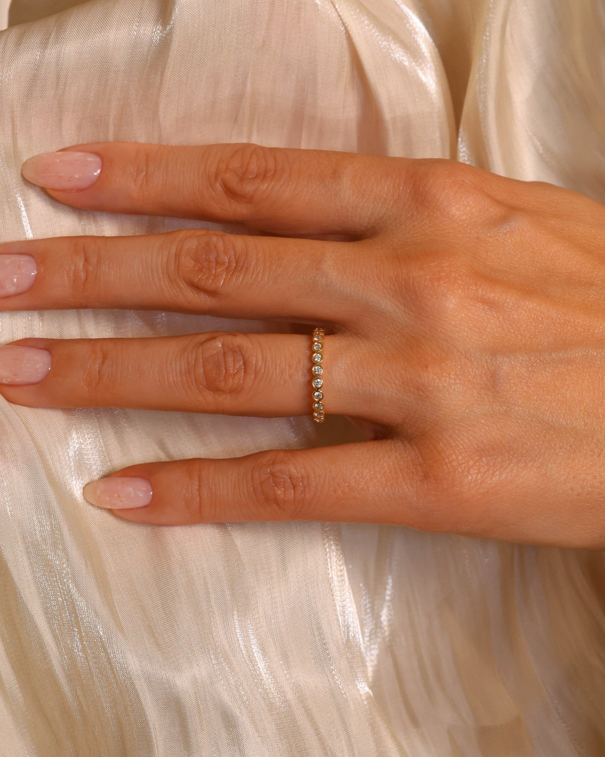 Round Diamond Bezel Half Eternity Ring in 18K Yellow Gold, 0.22 ct