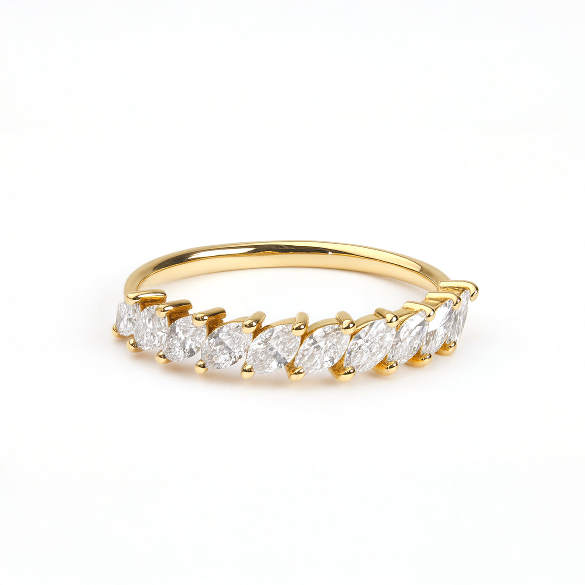 Marquise Diamond Half Eternity Ring – front view – DRN00225