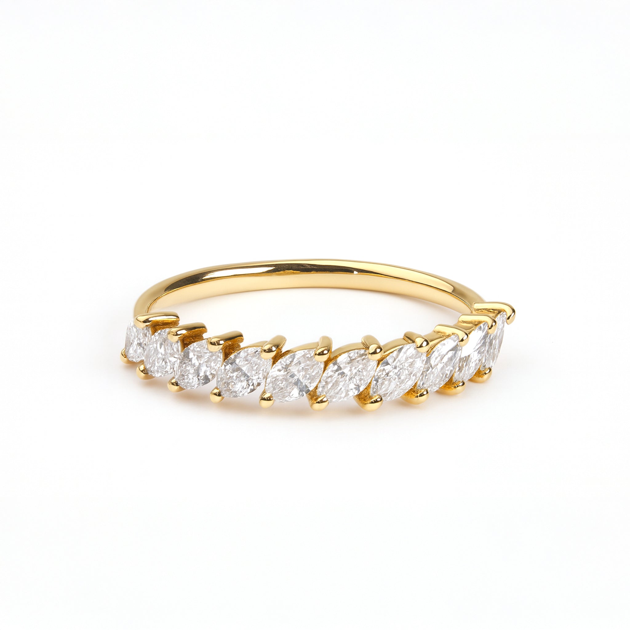 0.76 ct Marquise Diamond Half Eternity Ring in 18K Yellow Gold