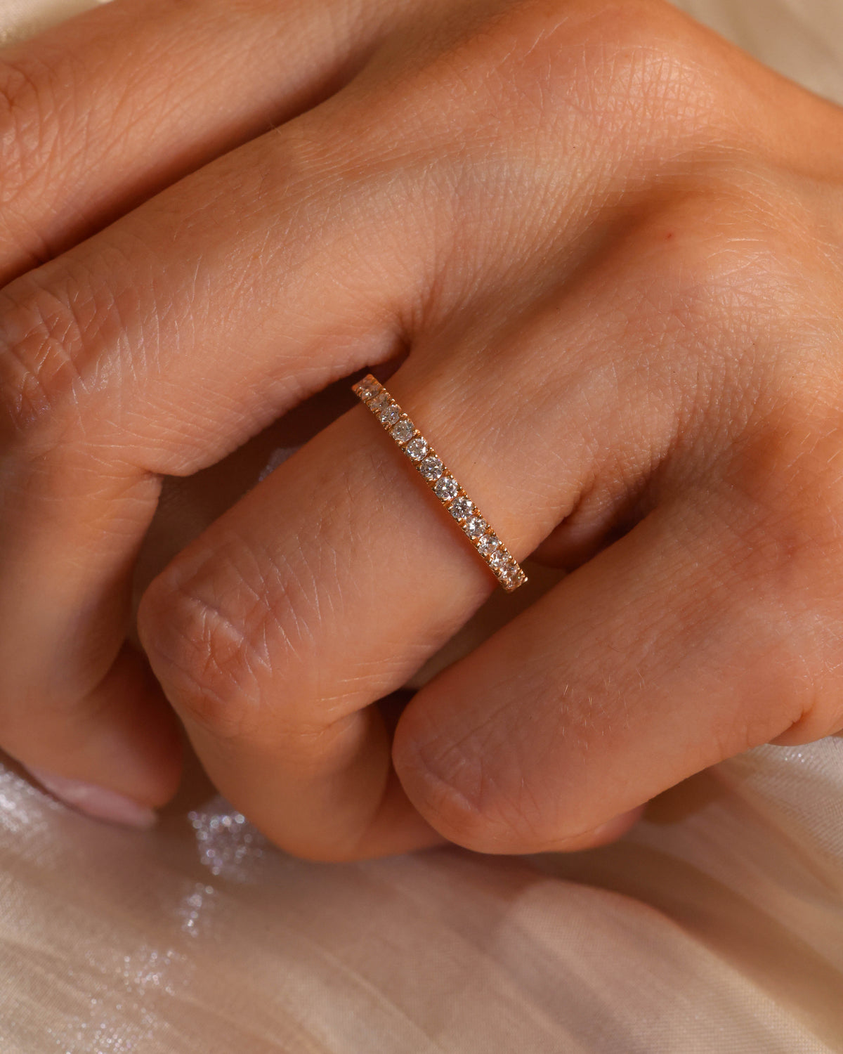 Natural Diamond Half Eternity Ring in 18K Rose Gold, 0.35 ct