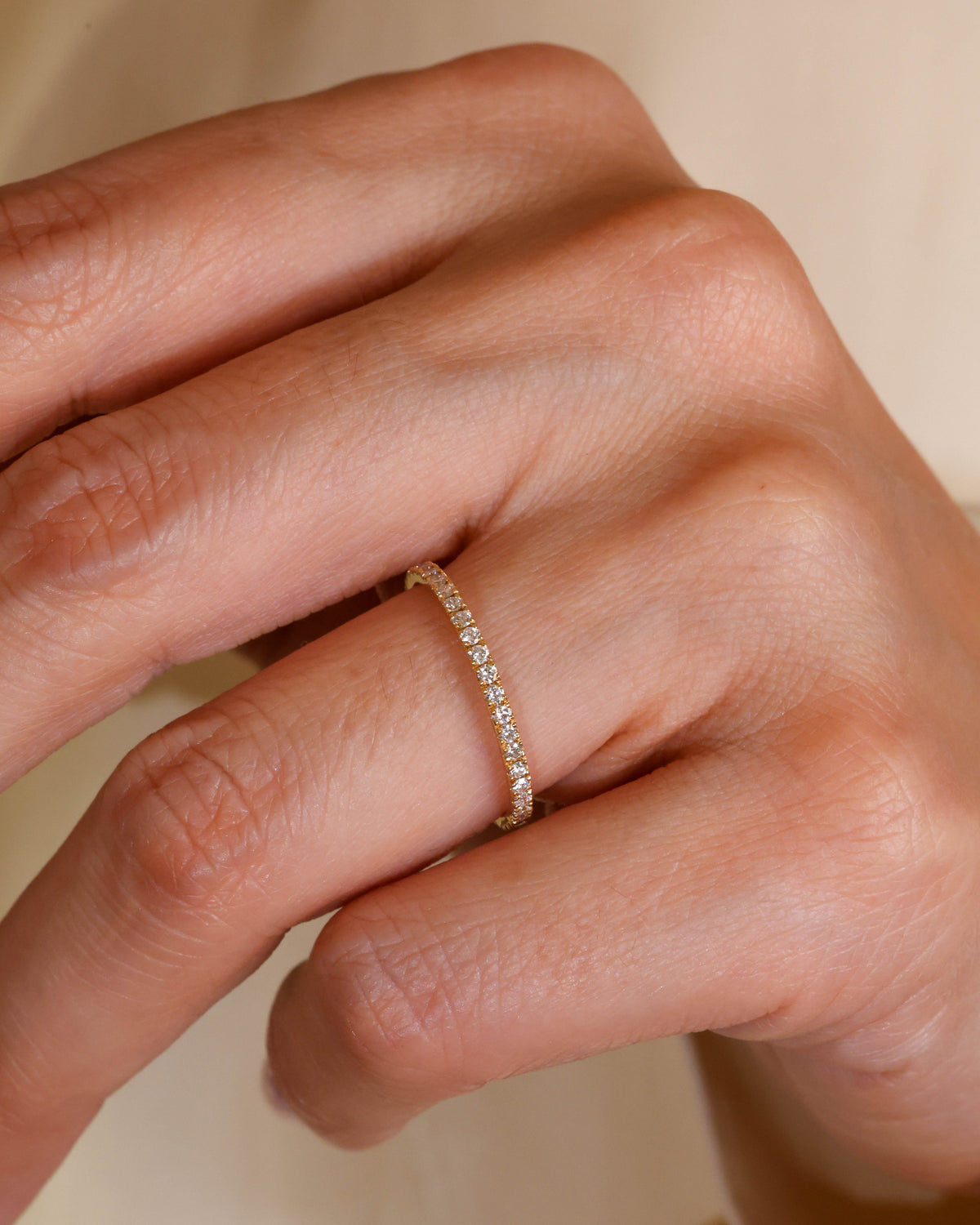 Natural Diamond Eternity Ring in 18K Yellow Gold, 0.45 ct