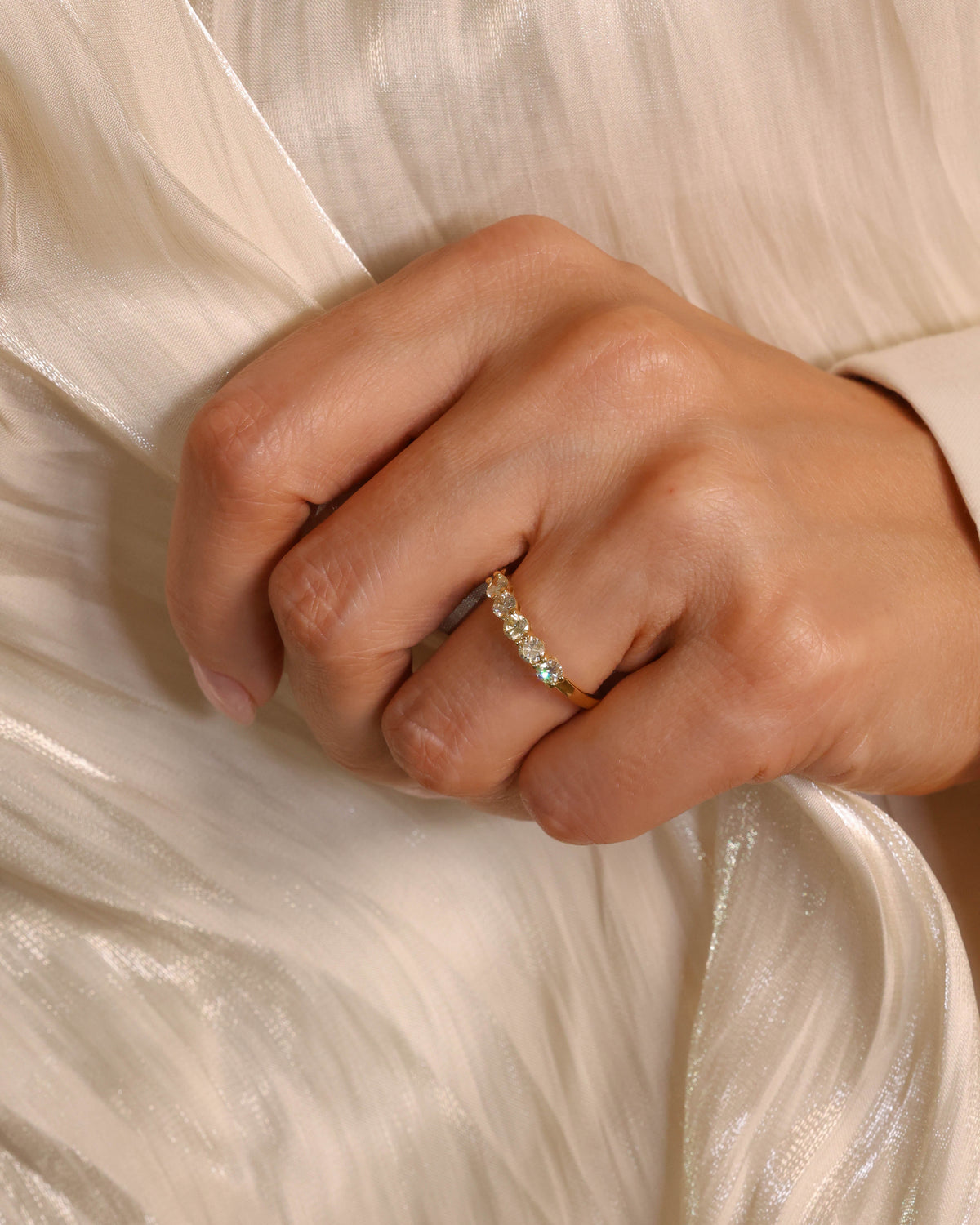 Five-Stone Diamond Band in 18K Yellow Gold, 0.65 ct