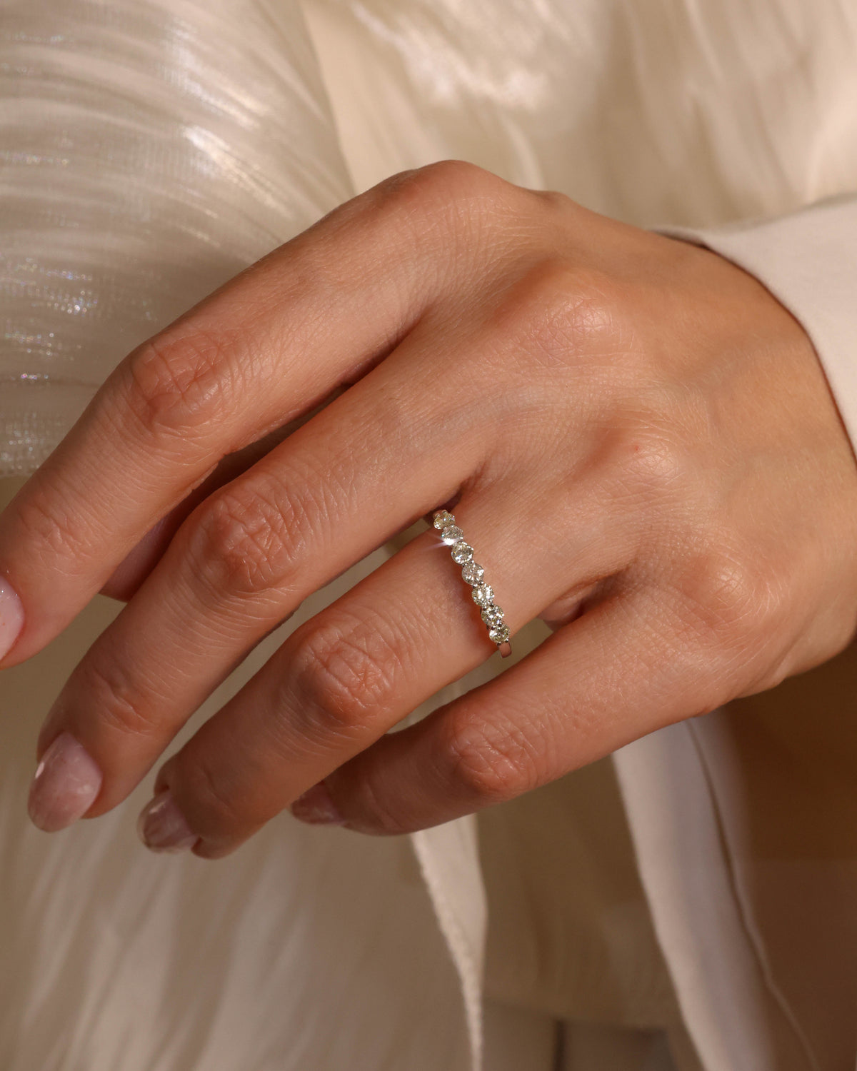 Seven-Stone Diamond Band in 18K White Gold, 0.49 ct