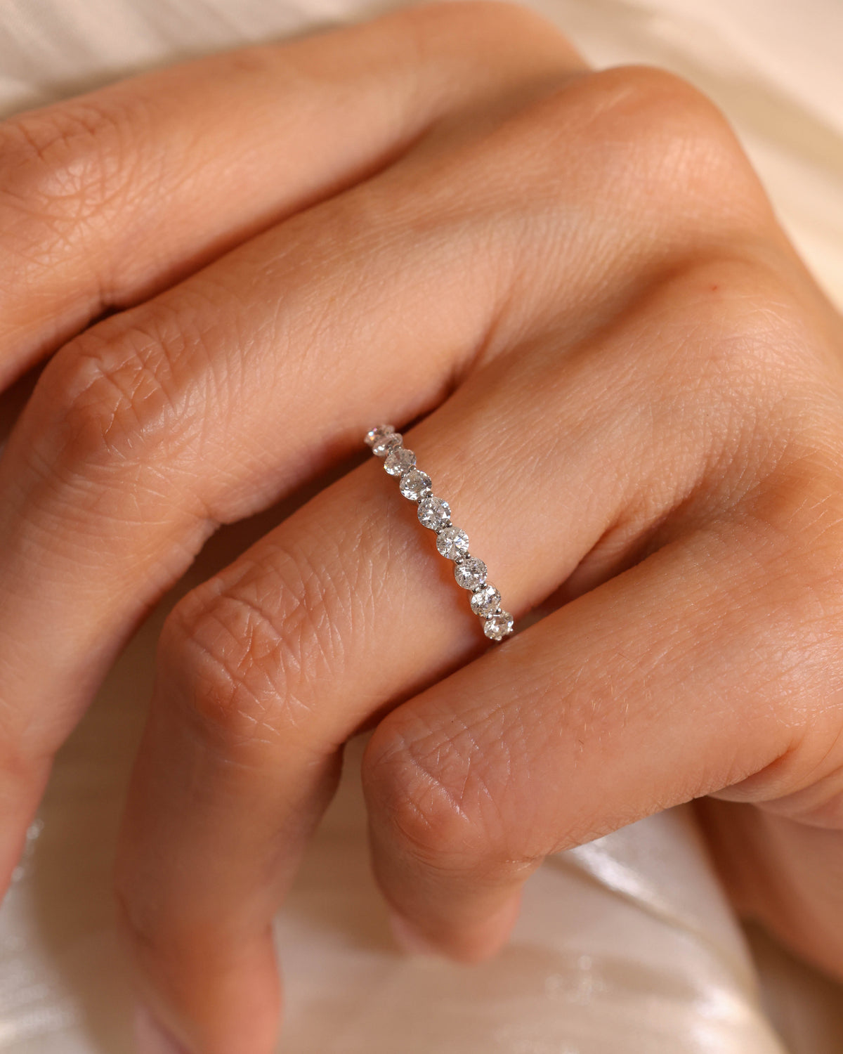 Half-Eternity Diamond Band in 18K White Gold – view 2