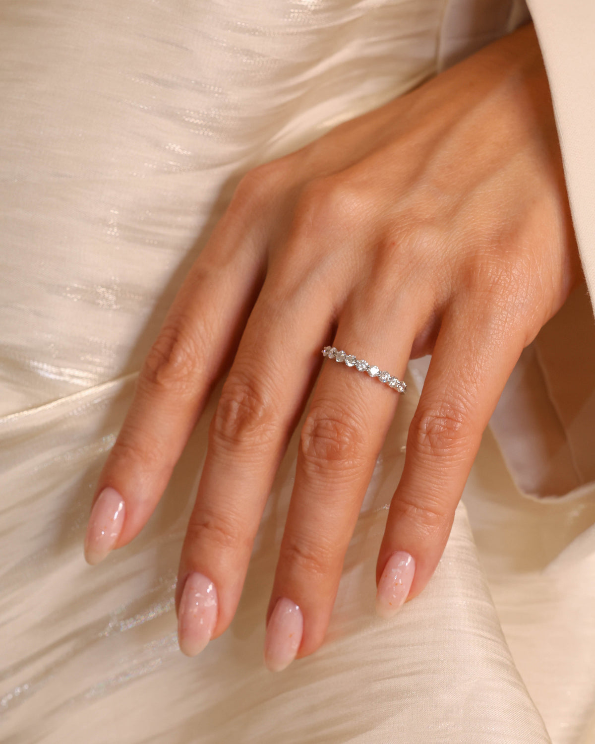 Half-Eternity Diamond Band in 18K White Gold – view 3