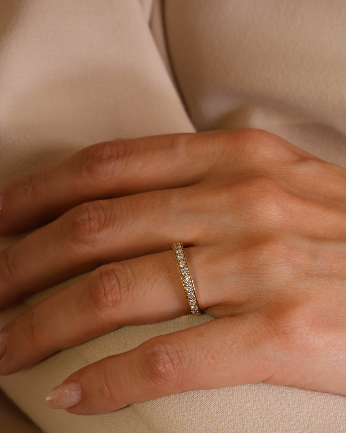 Pavé Diamond Band Ring in 18K Yellow Gold, 0.36 ct