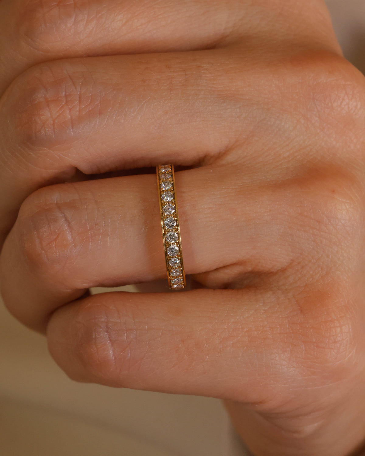 Pavé Diamond Band Ring in 18K Yellow Gold – view 2