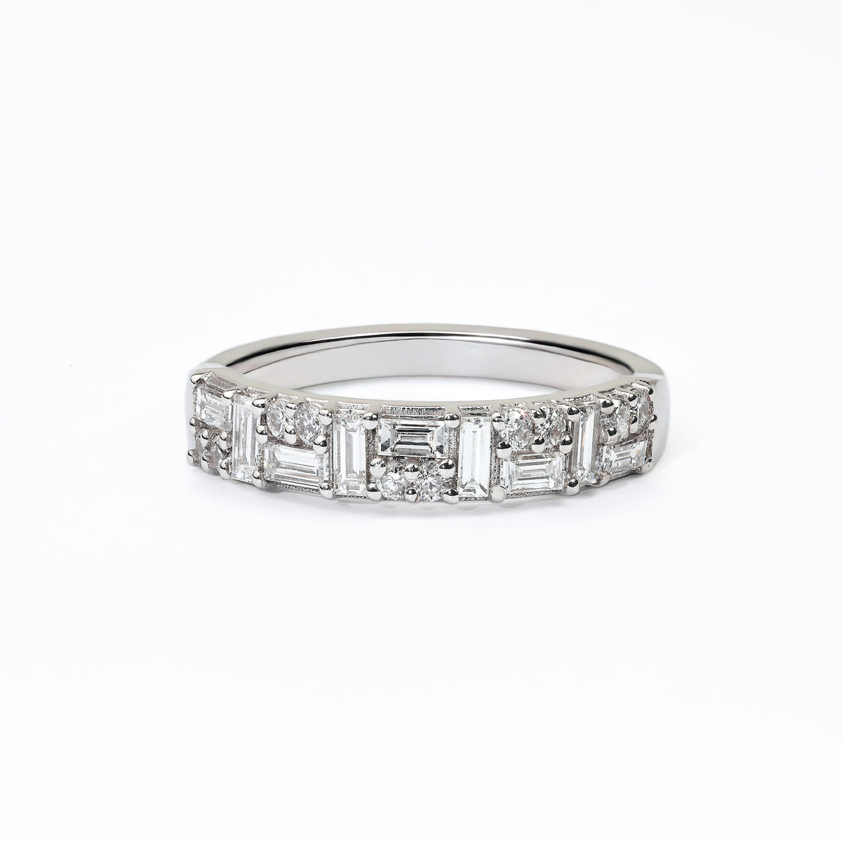 Multi-Shape Diamond Midi Mix Ring – front view – DRN00253